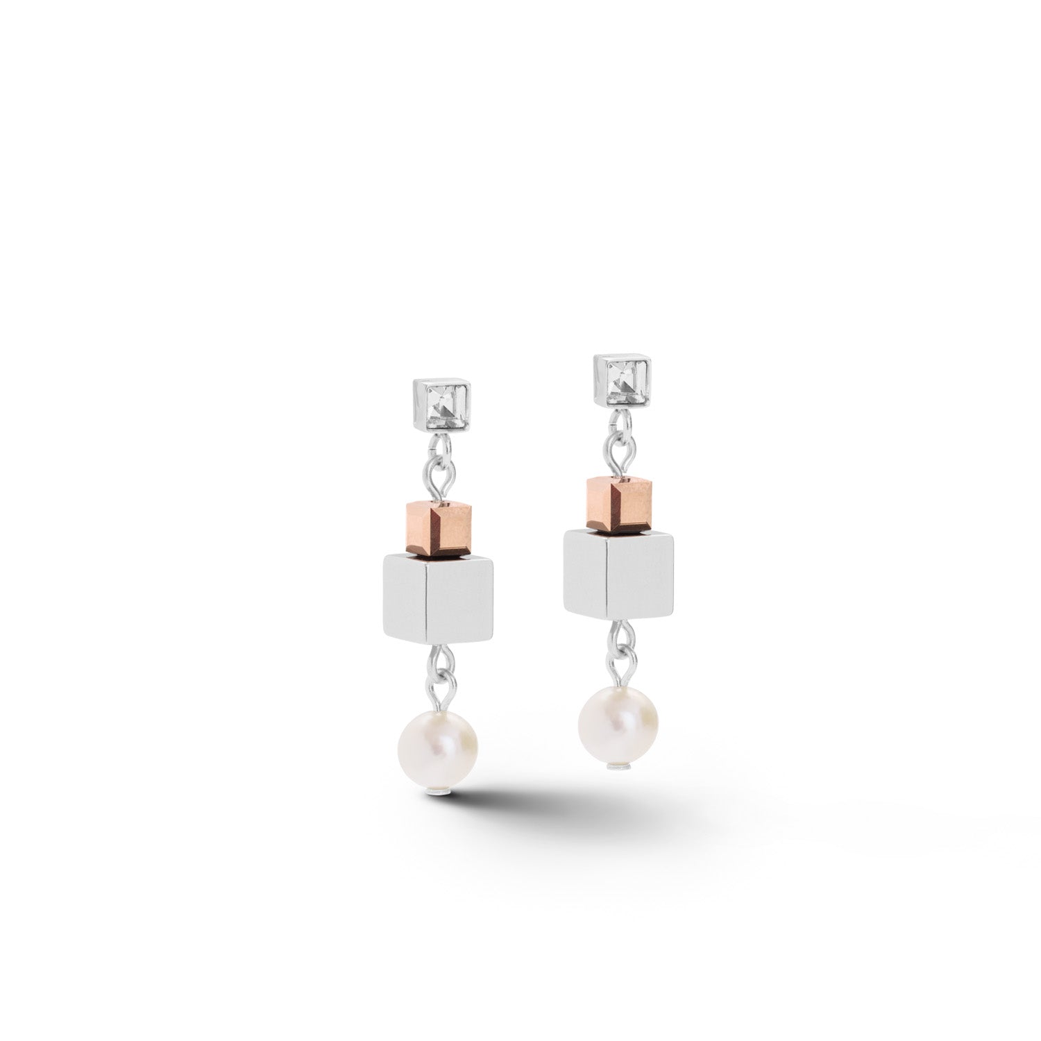 Boucles d'oreilles GEOCUBE® Cluster perles d'eau douce & chunky chain tricolor