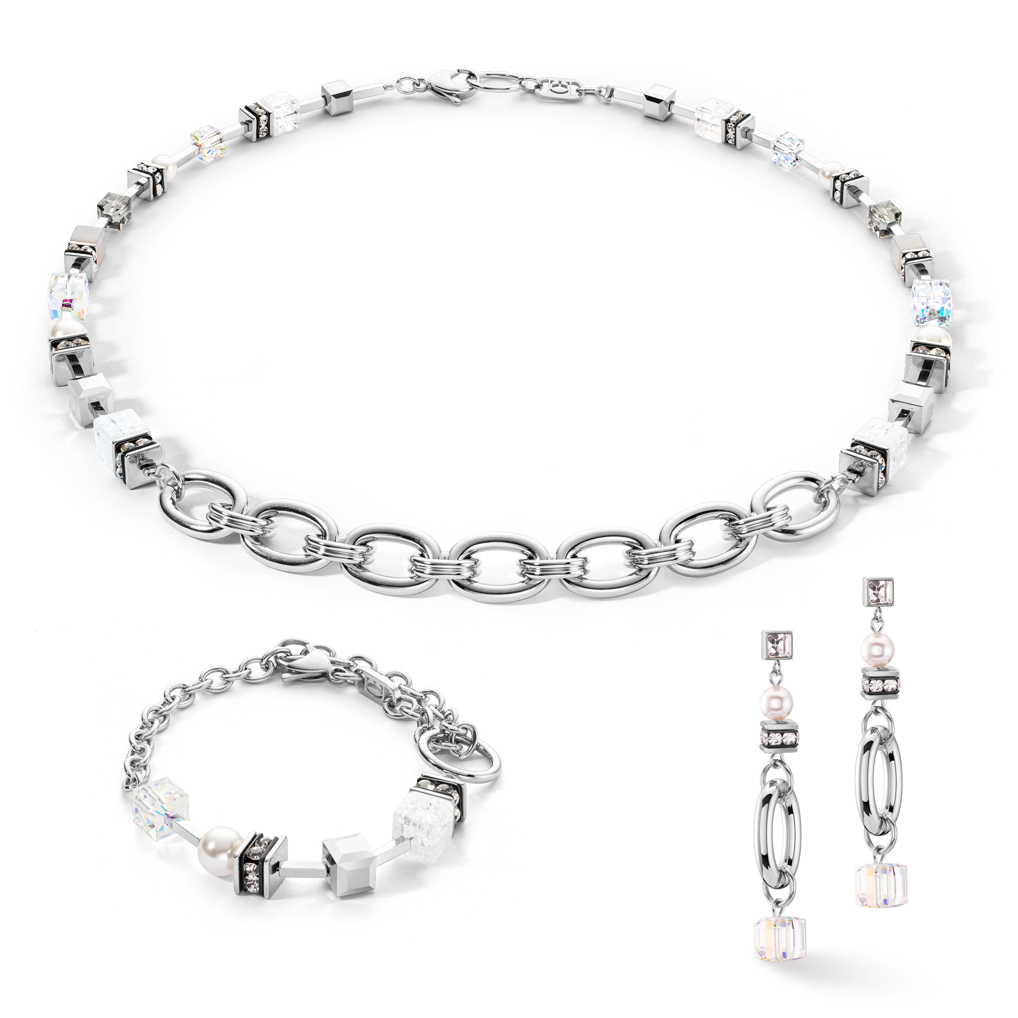 Collier Chunky Chain & Cubes Runway Exlusive argent
