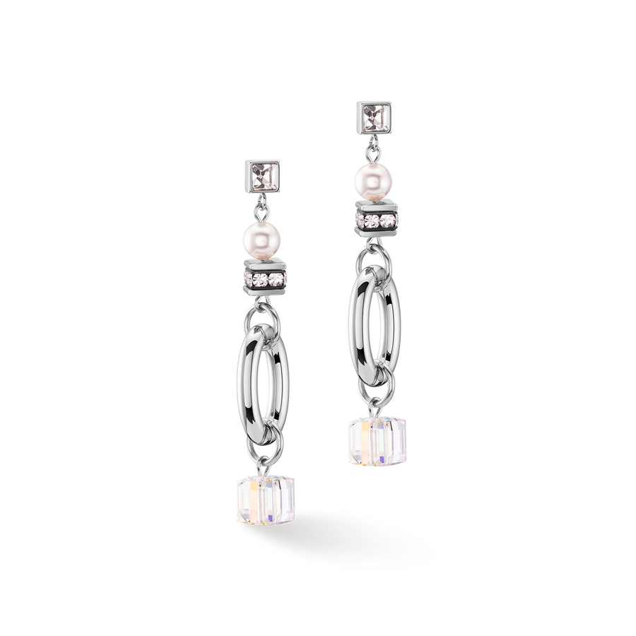 Boucles d'oreilles Chunky Chain & Cubes Runway Exlusive argent