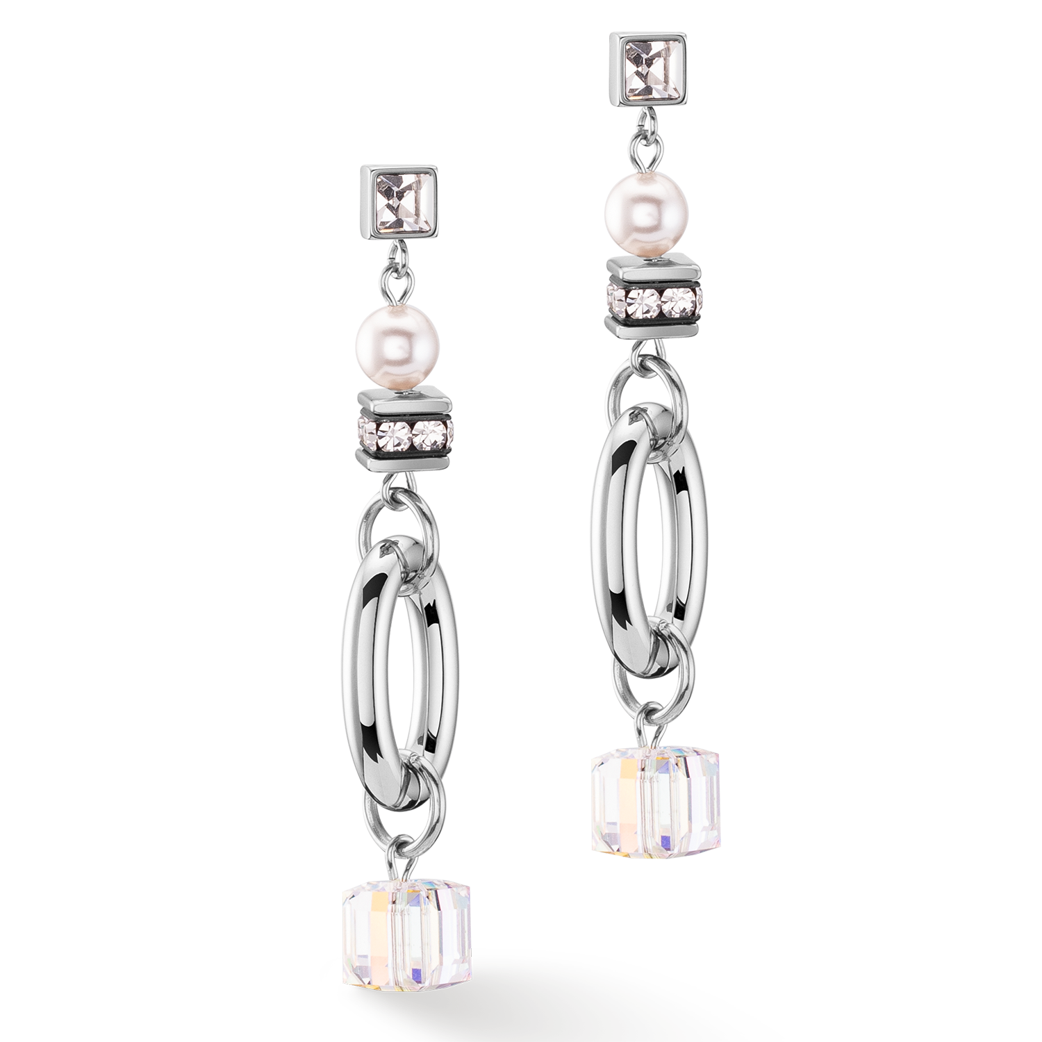 Boucles d'oreilles Chunky Chain & Cubes Runway Exlusive argent