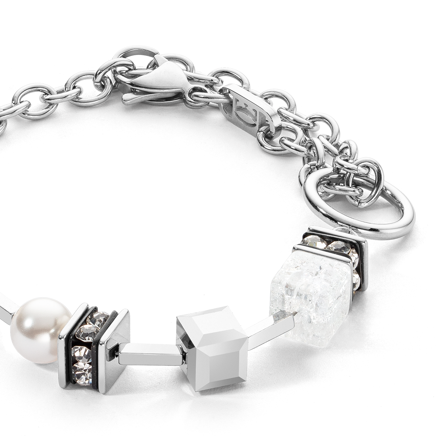 Bracelet Chunky Chain & Cubes Runway Exlusive argent