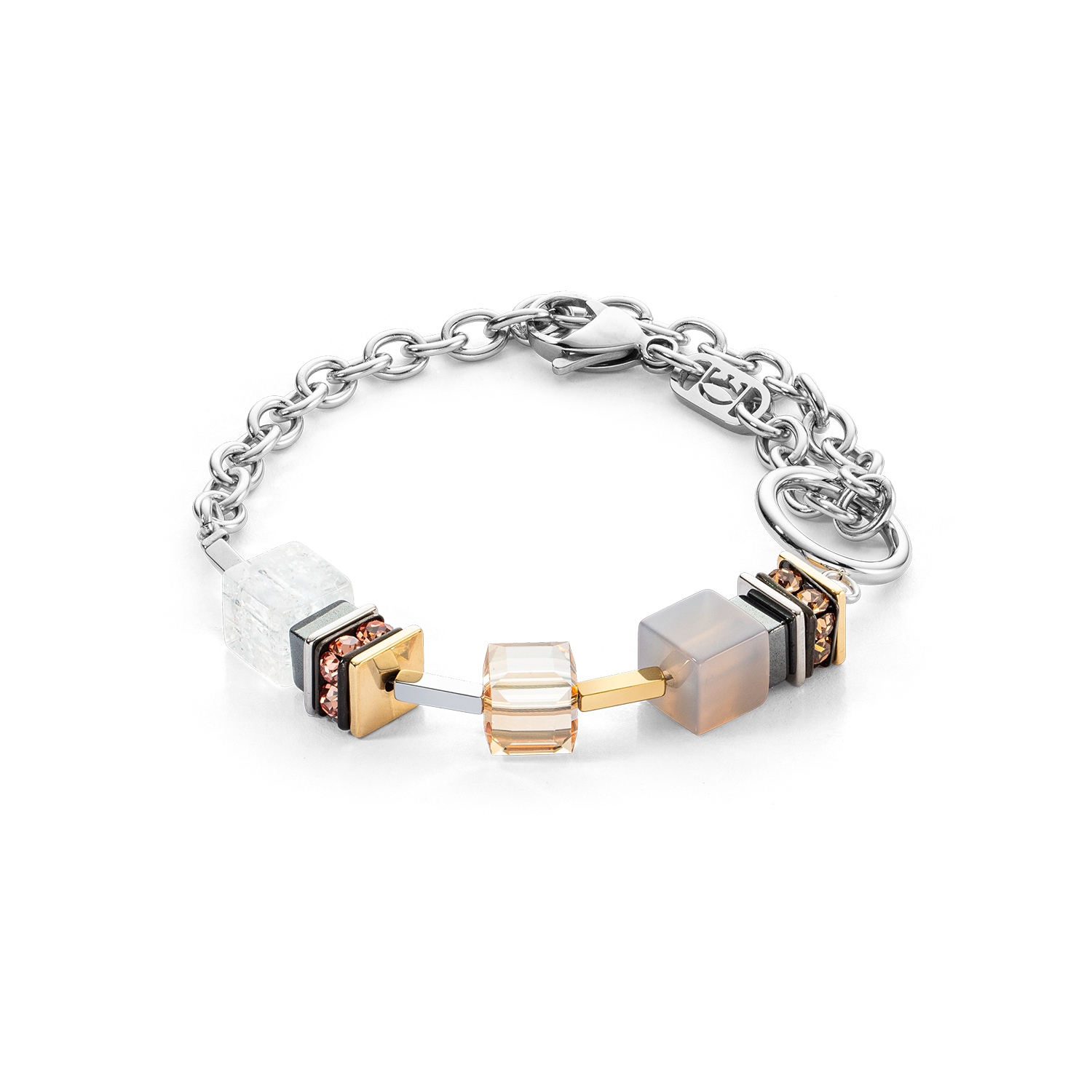 Bracelet Chunky Cubes & Chain Runway Exlusive Bicolor