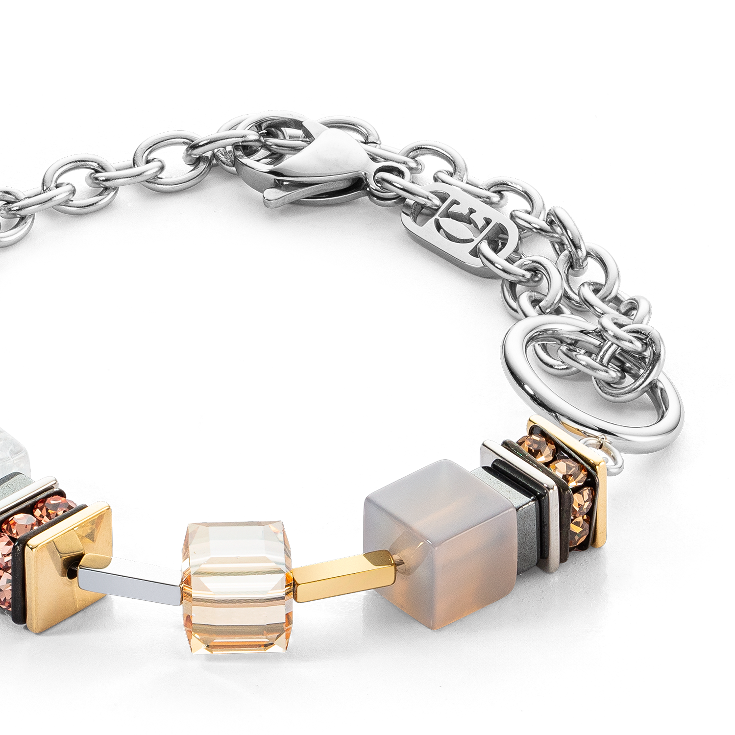 Bracelet Chunky Cubes & Chain Runway Exlusive Bicolor