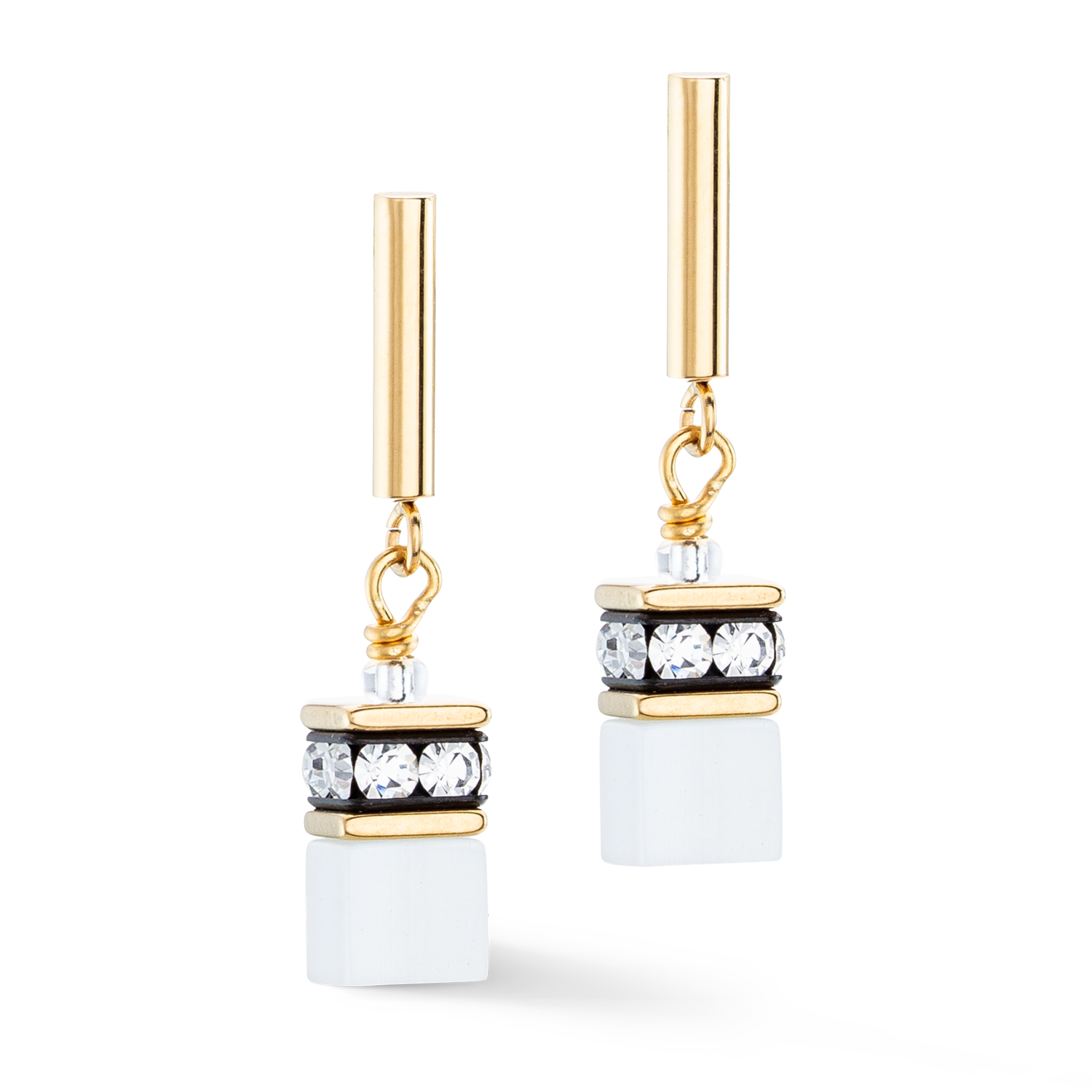 Boucles d'oreilles GeoCUBE® Iconic Layer or-blanc