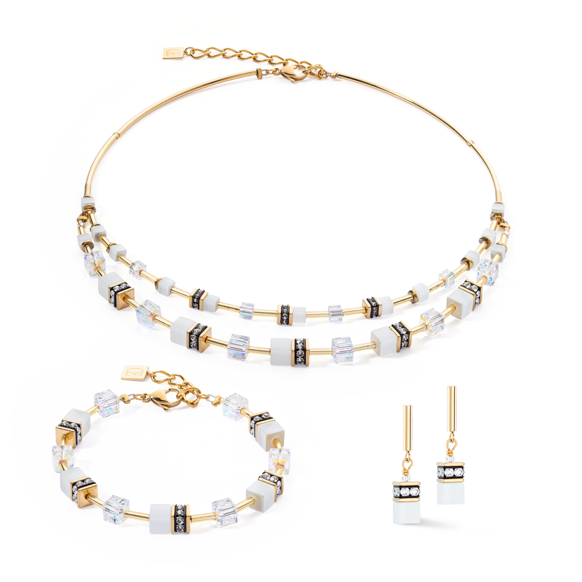 Bracelet GeoCUBE® Iconic Layer or-blanc