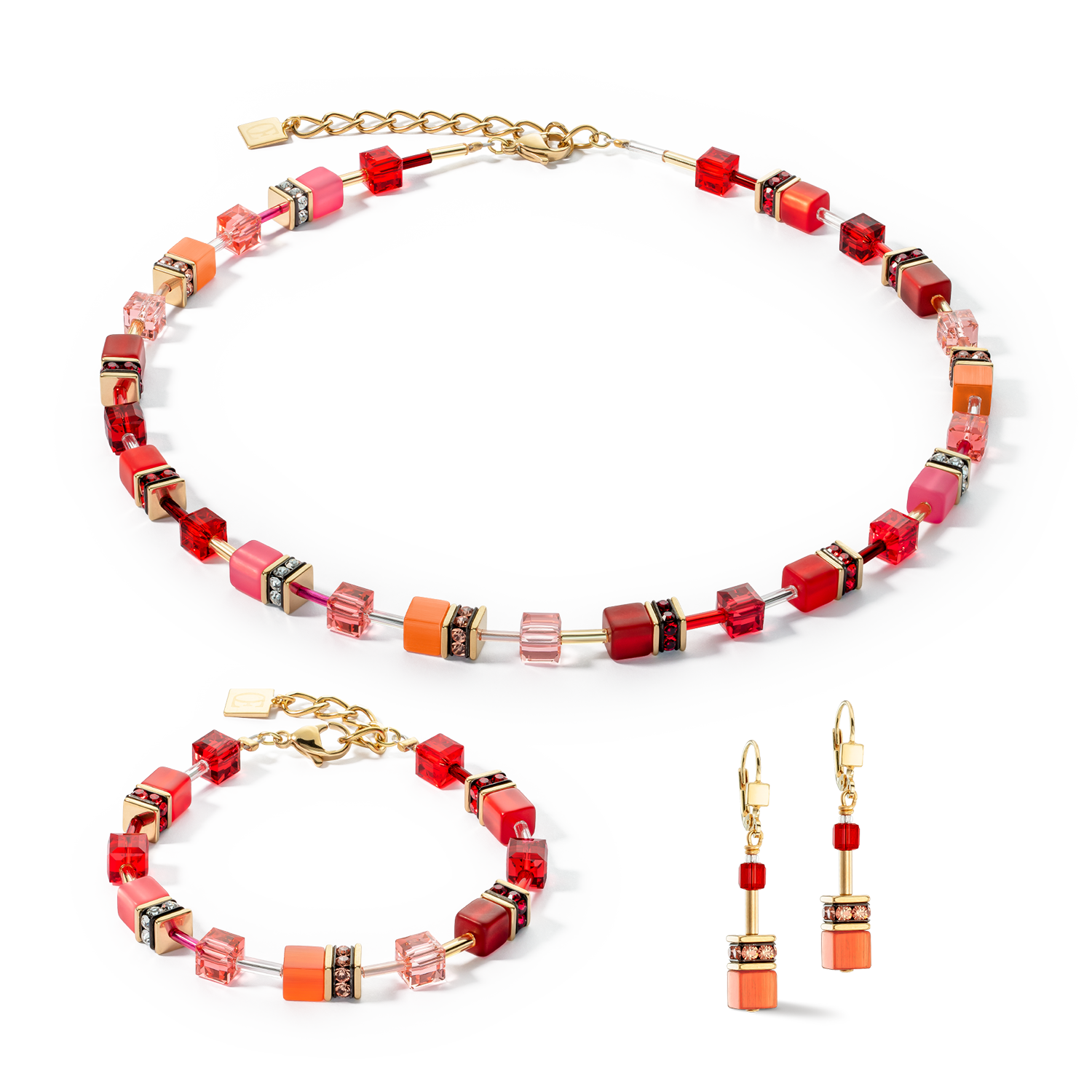 Collier GeoCUBE® Iconic or rouge