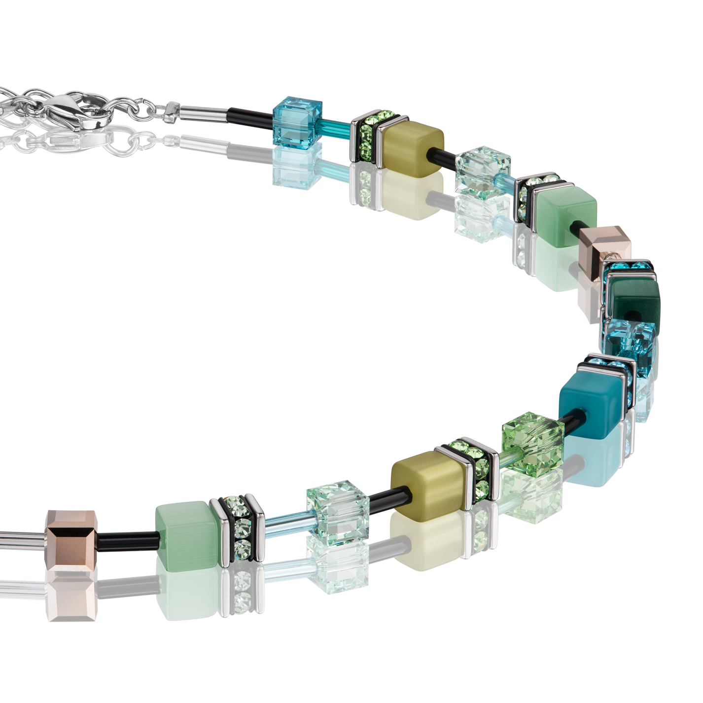 Collier GeoCUBE® multicolore vert-pétrole