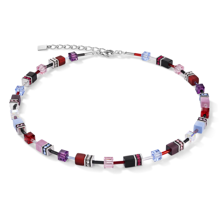 Collier GeoCUBE® mauve-rouge-blue