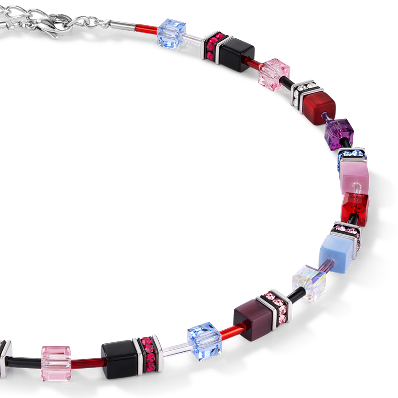 Collier GeoCUBE® mauve-rouge-blue