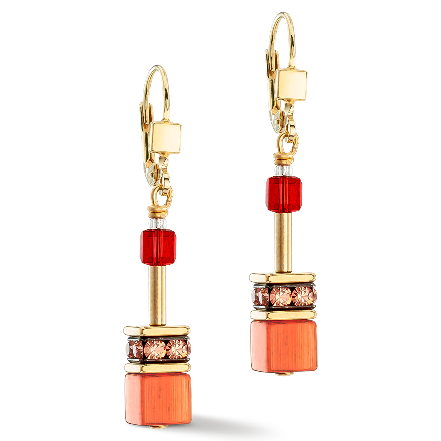 Boucles d'oreilles GeoCUBE® Iconic or rouge