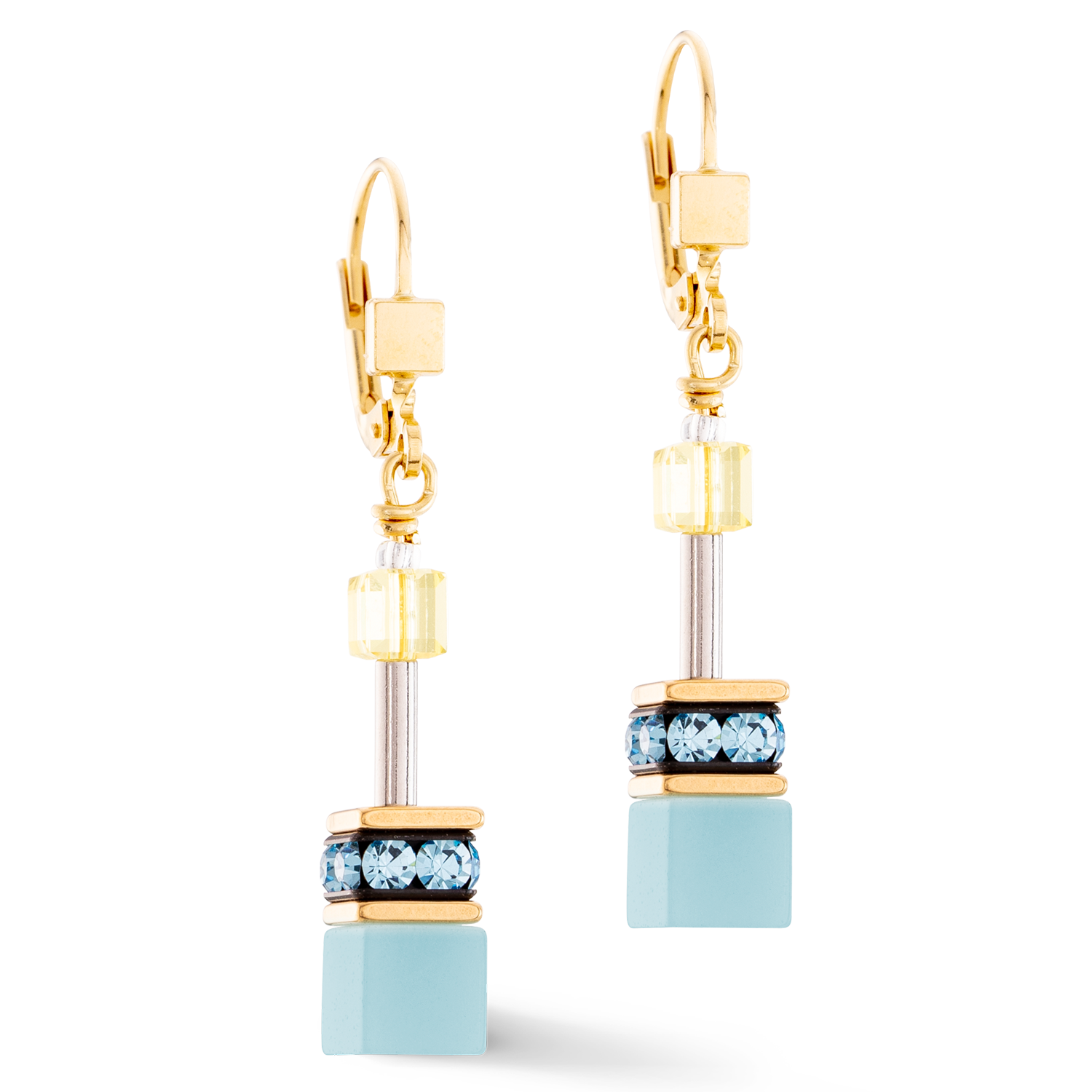 Boucles d'oreilles GeoCUBE® Iconic turquoise-jaune