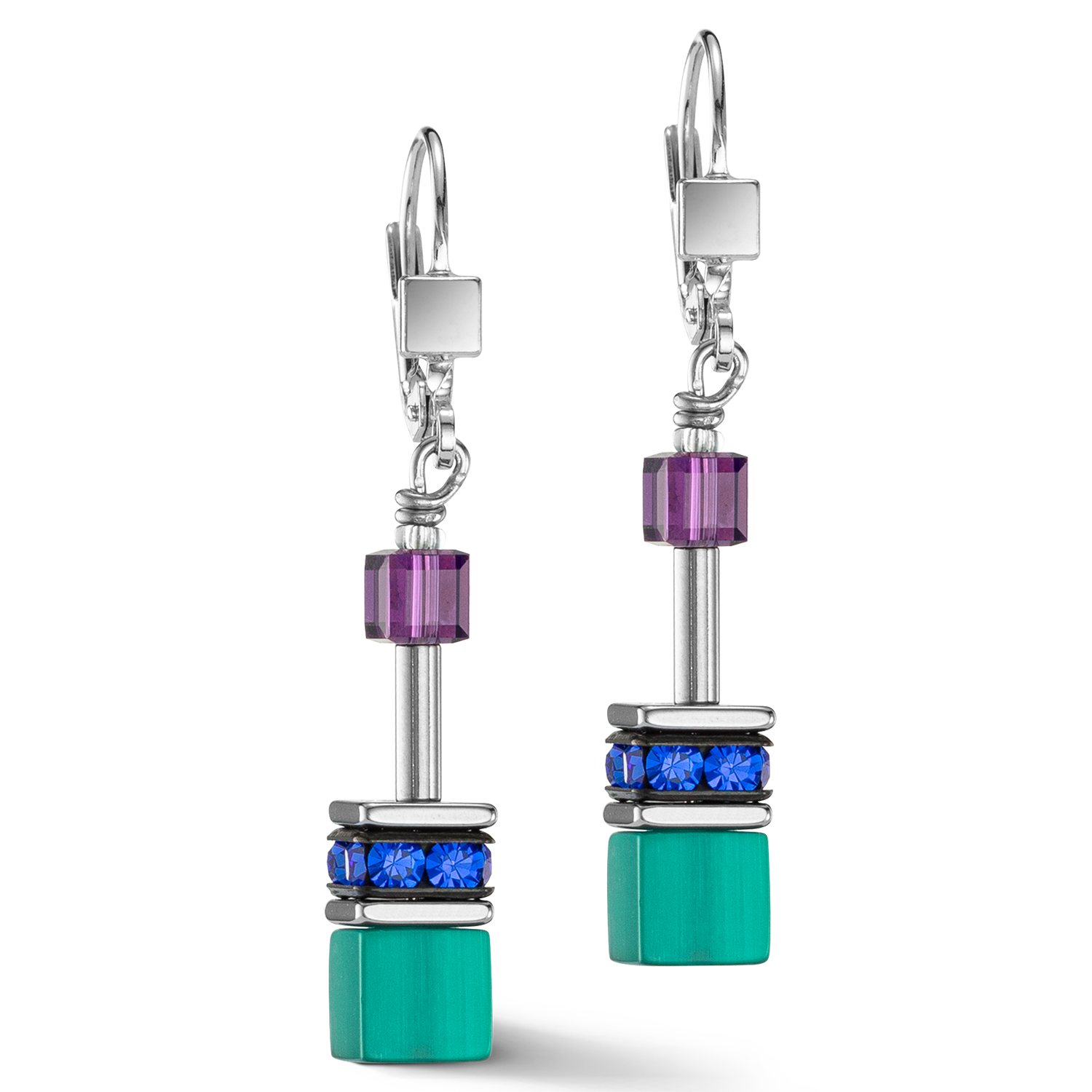 Boucles d'oreilles GeoCUBE® Iconic turquoise mauve