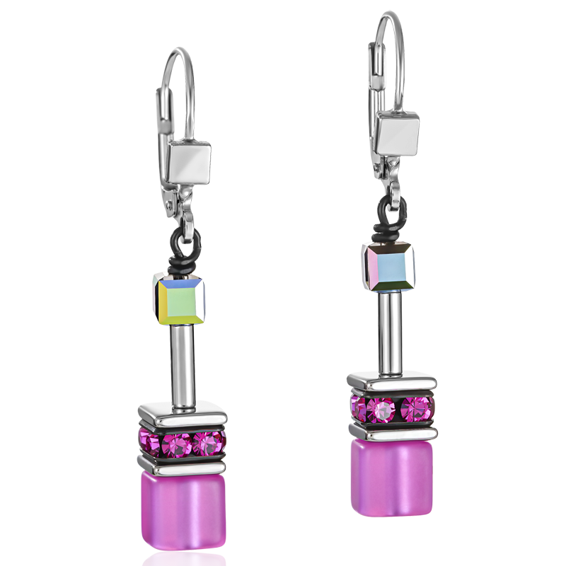 Boucles d'oreille GeoCUBE® rose vif