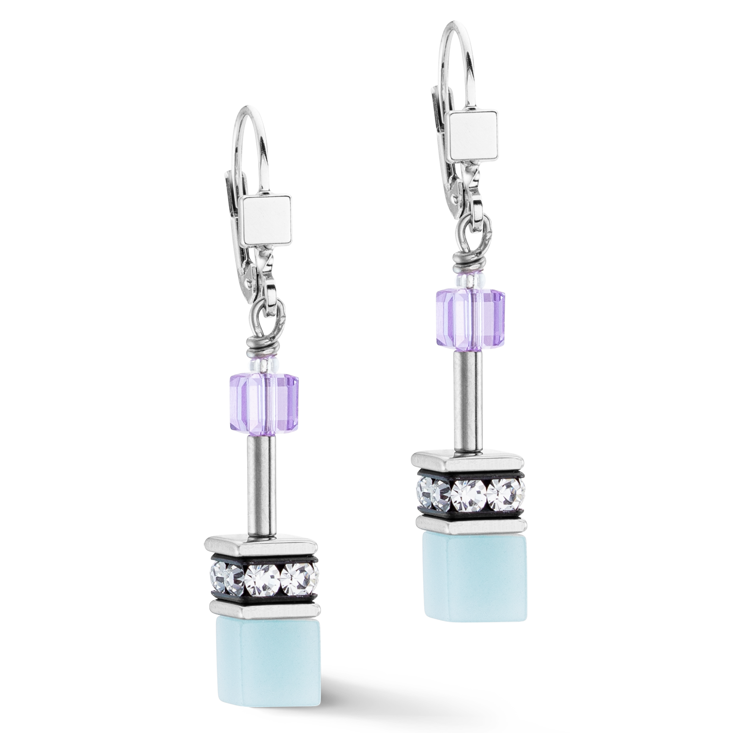 Boucles d’oreilles GeoCUBE® Iconic aqua-lilas