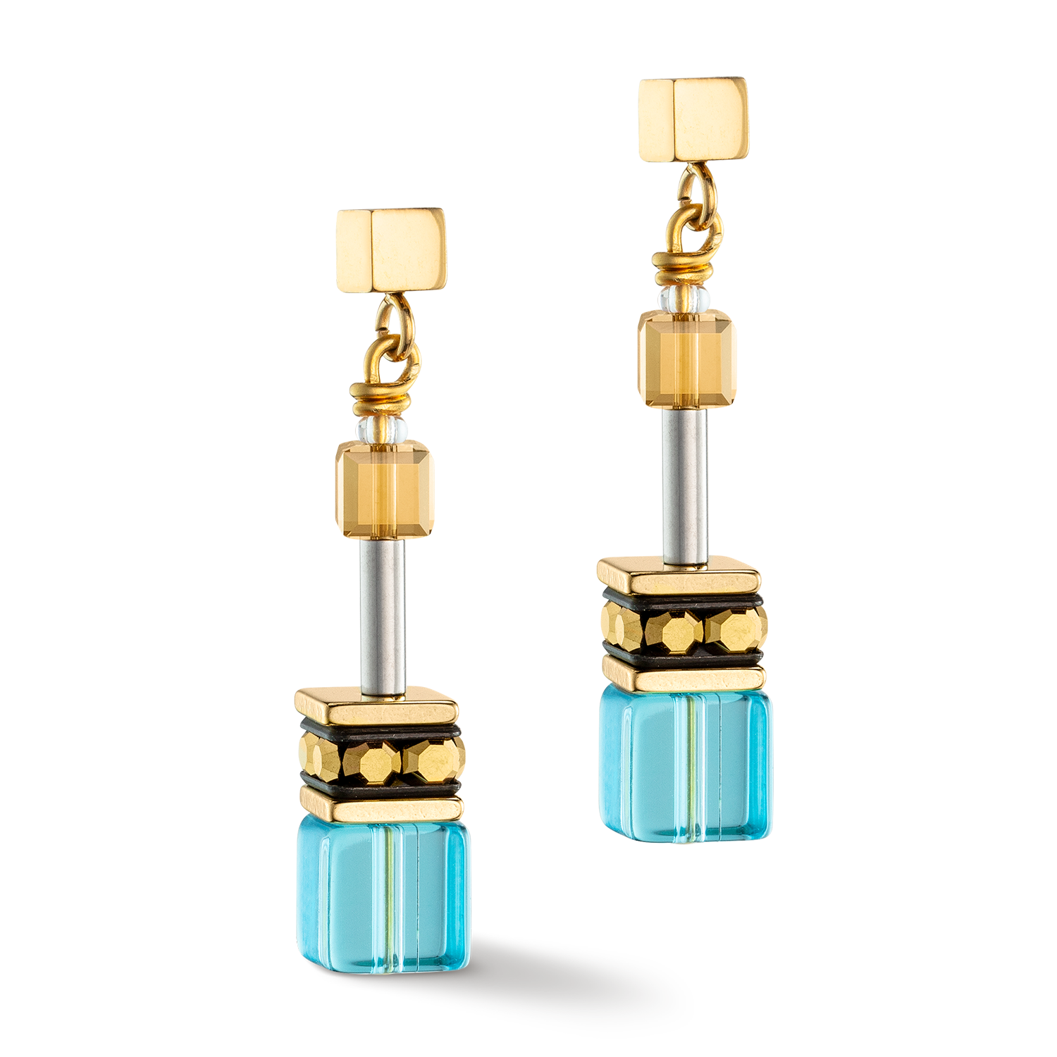 Boucles d'oreilles GeoCUBE® Iconic or turquoise