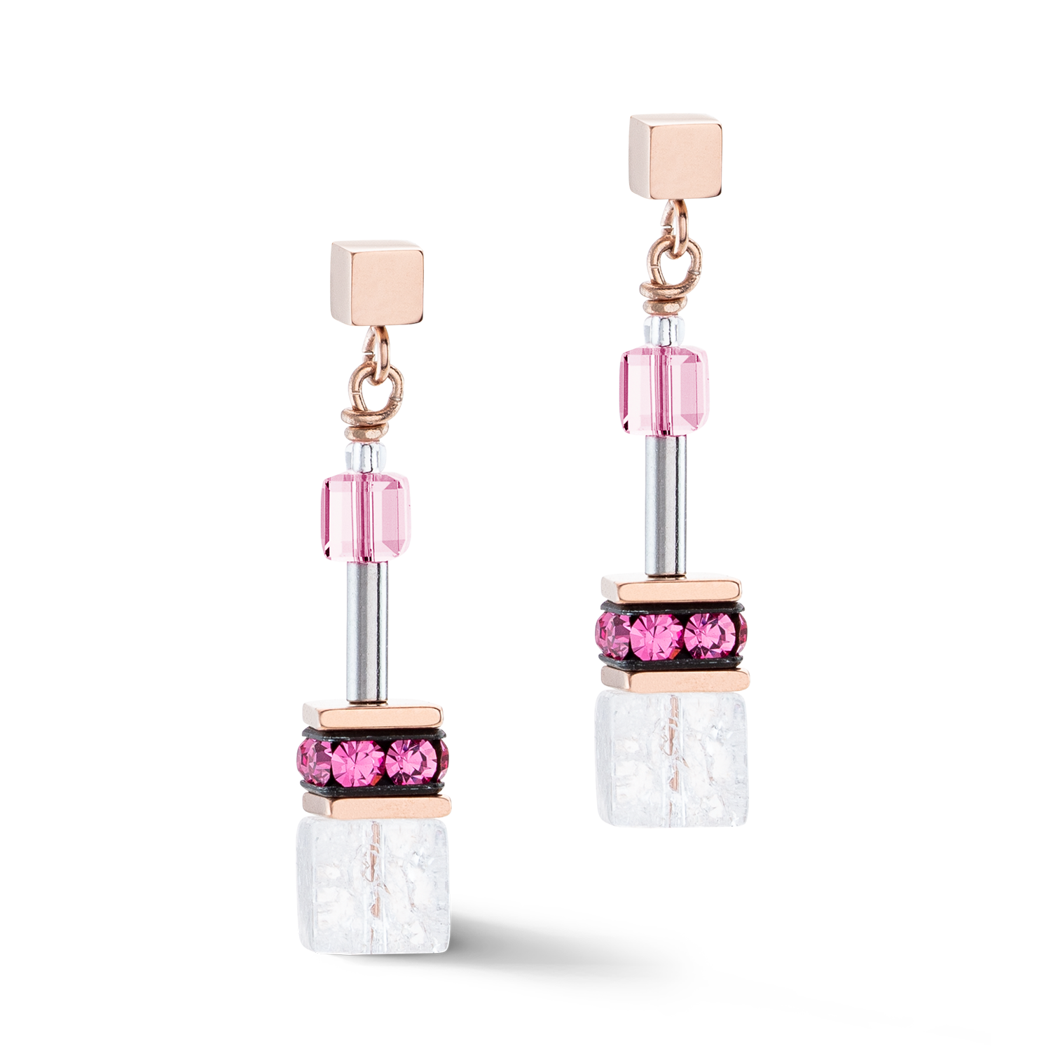 Boucles d’oreilles GeoCUBE® Iconic Nature rose vif blanc