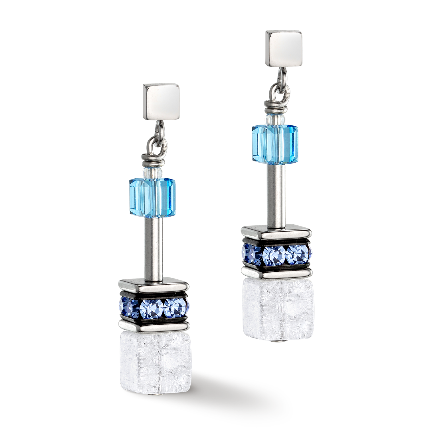 Boucles d'oreilles GeoCUBE® Iconic Nature bleu blanc