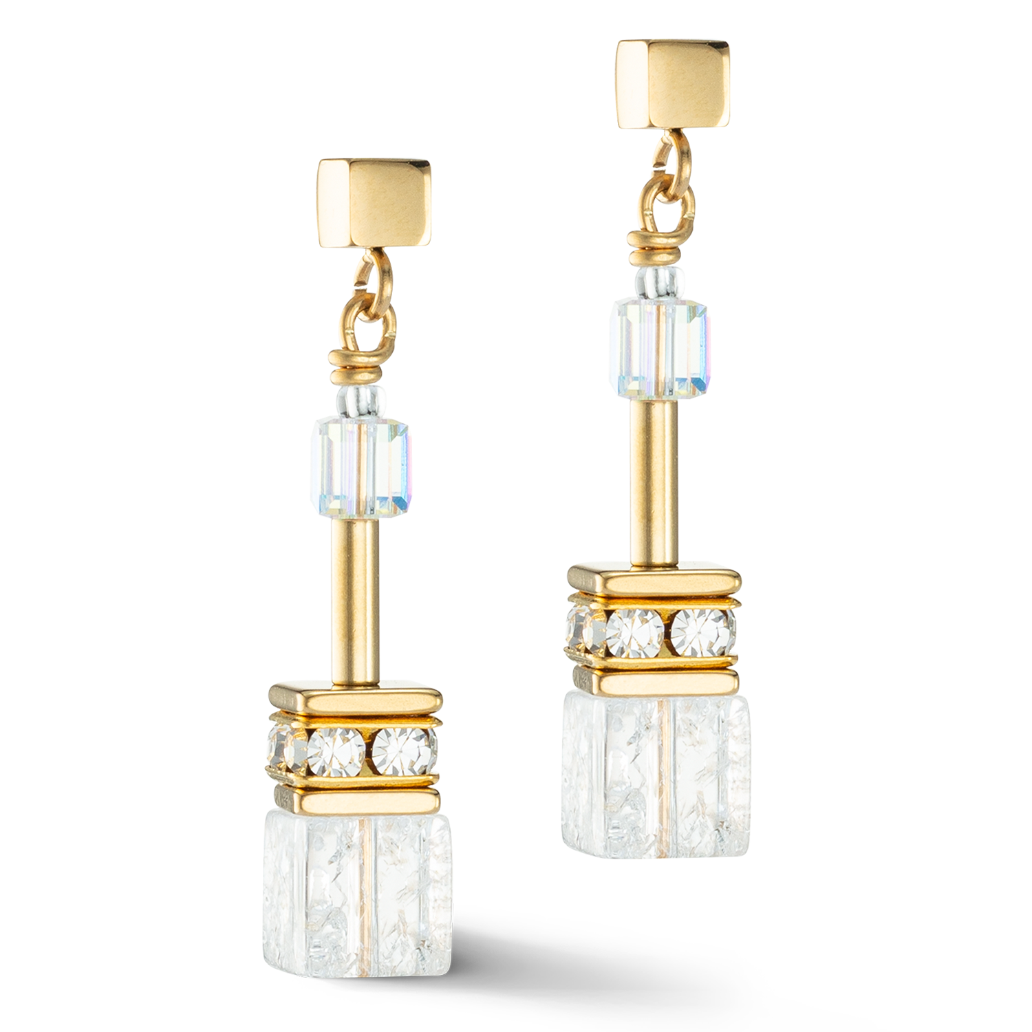 Boucles d’oreilles GeoCUBE® Iconic Nature or blanc