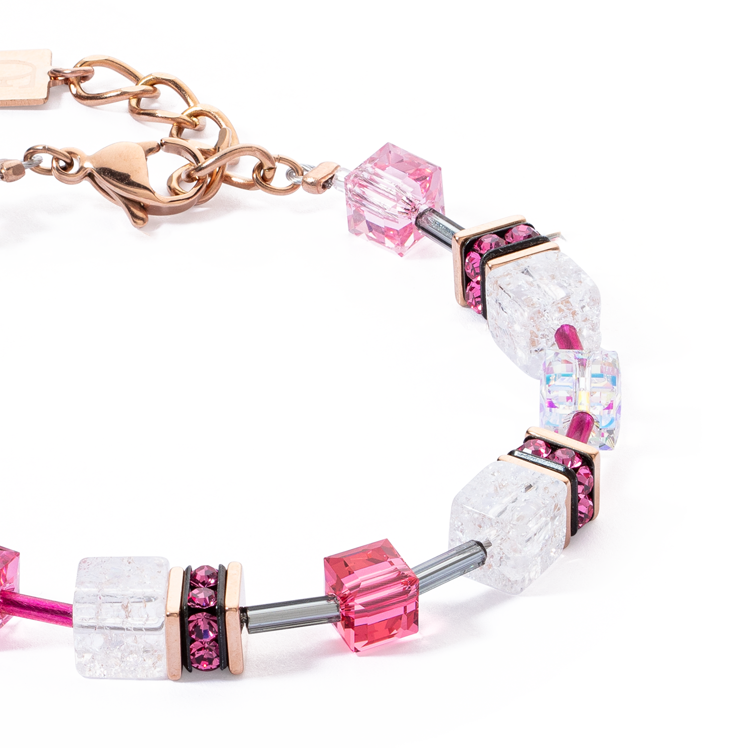 Bracelet GeoCUBE® Iconic Nature rose vif blanc