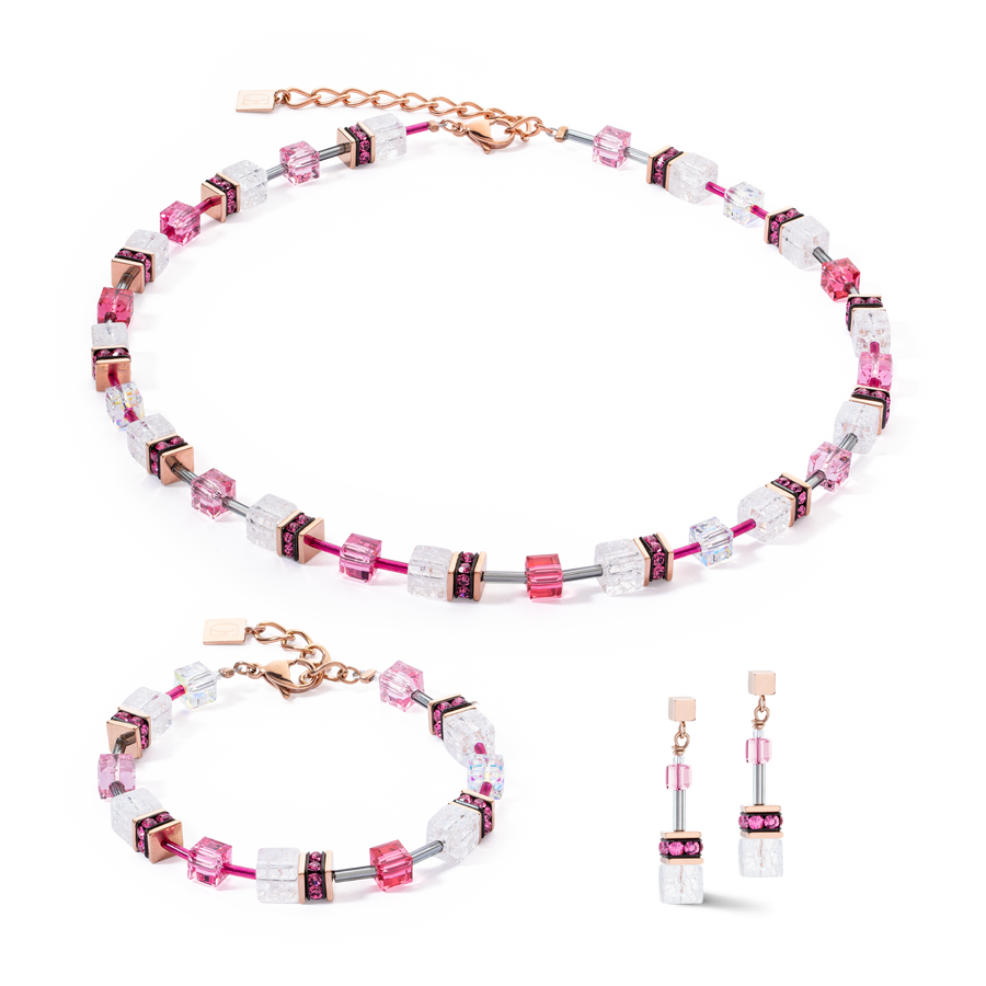 Bracelet GeoCUBE® Iconic Nature rose vif blanc