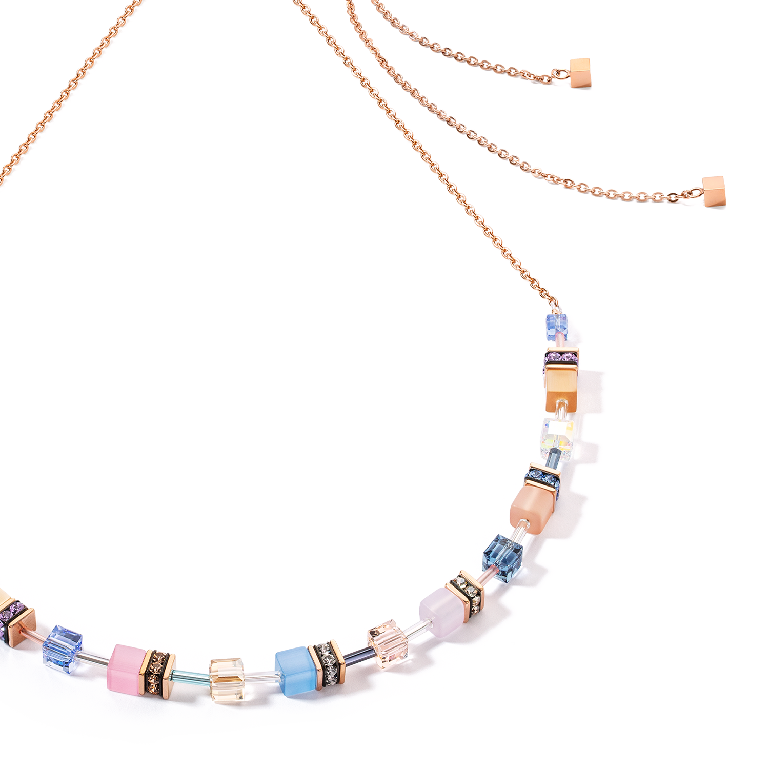 Collier GeoCUBE® Iconic Chain bleu clair rose