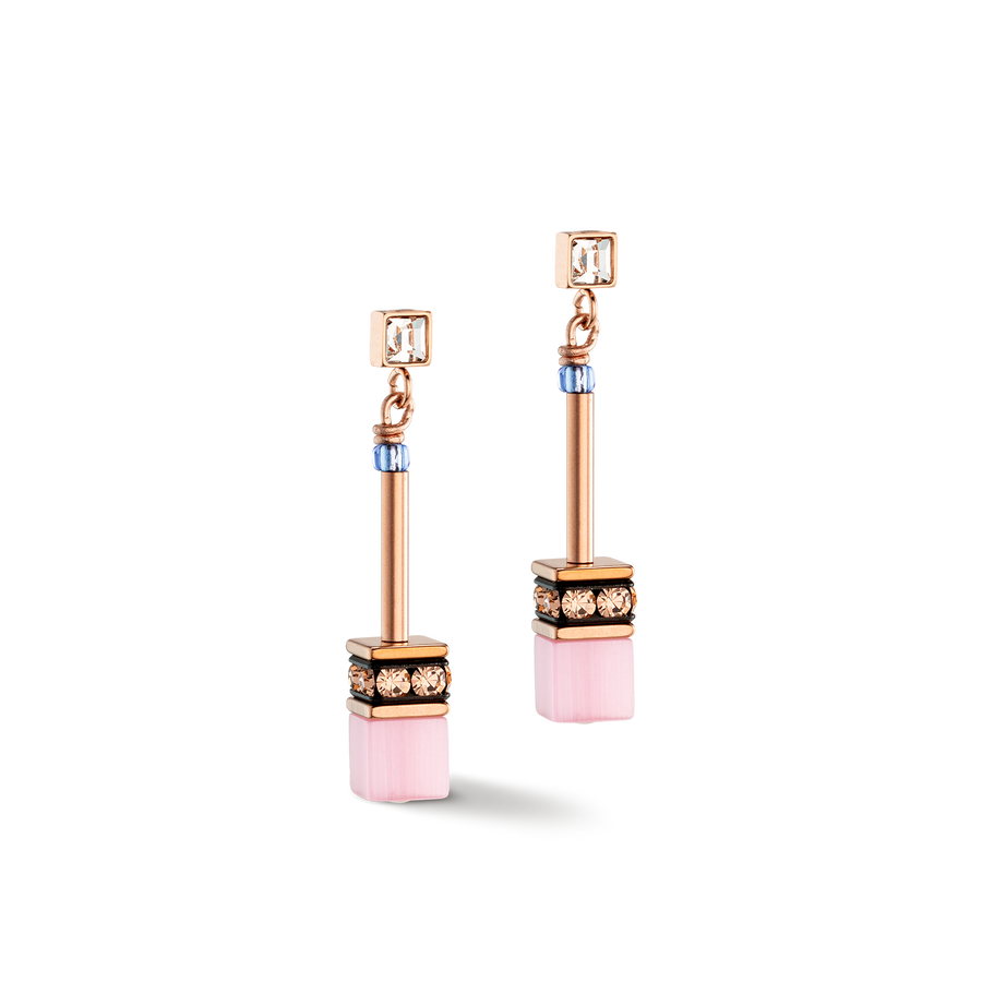 Boucles d'oreilles GeoCUBE® Iconic Chain bleu clair rose