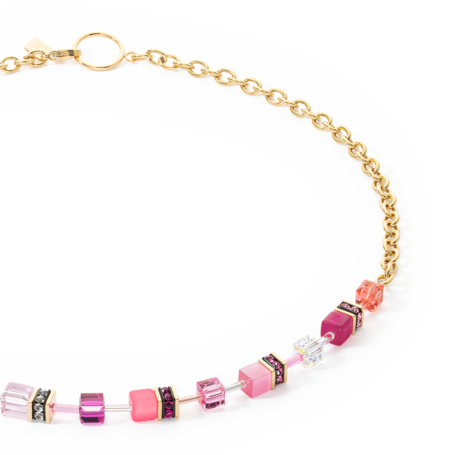 Collier GeoCUBE® Iconic Chain or-magenta