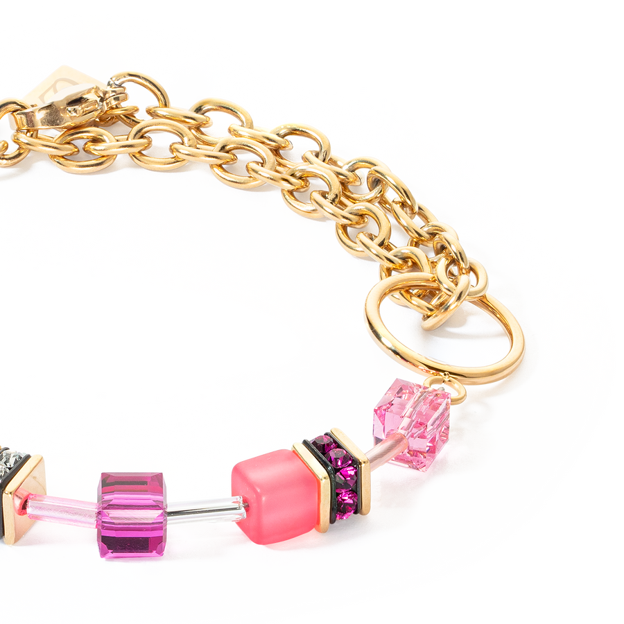 Bracelet GeoCUBE® Iconic Chain or-magenta