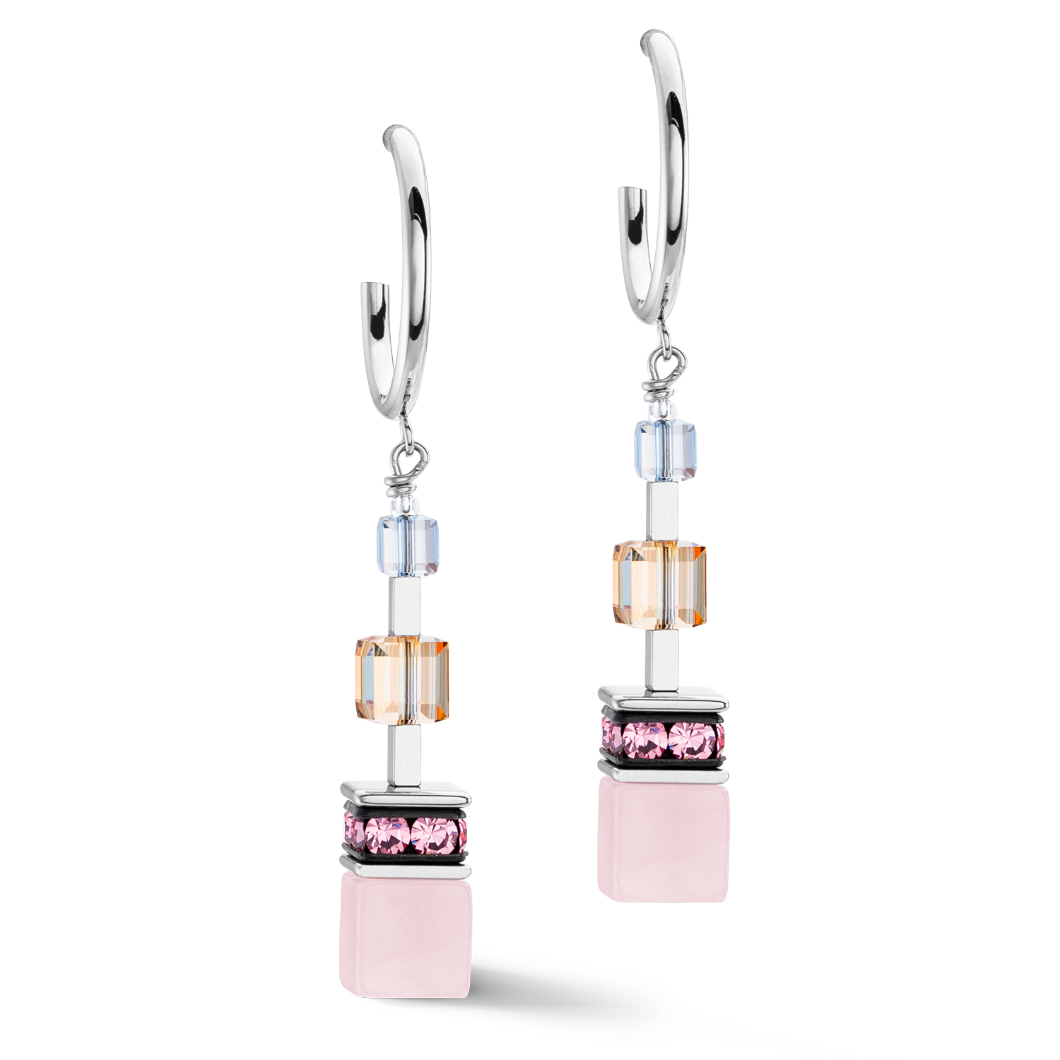 Boucles d'oreilles GeoCUBE® Precious Statement argent-pastel