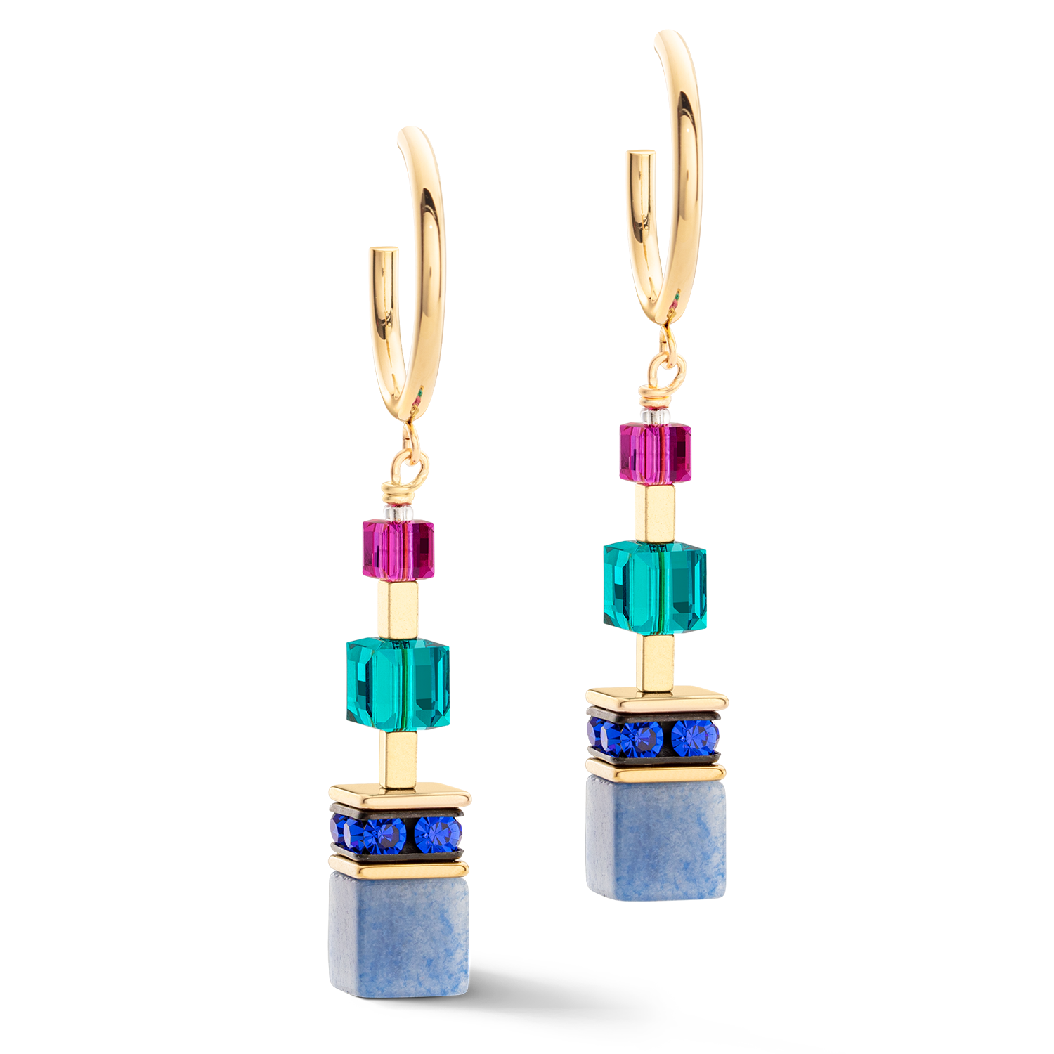 Boucles d'oreilles GeoCUBE® Precious Statement or-multicolore