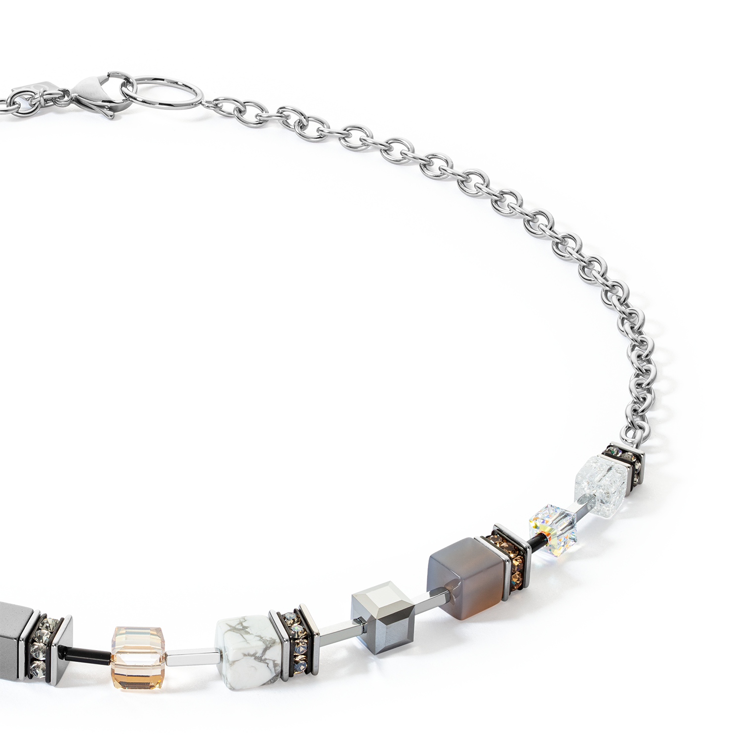 Collier GeoCUBE® Iconic Precious Chain gris-beige