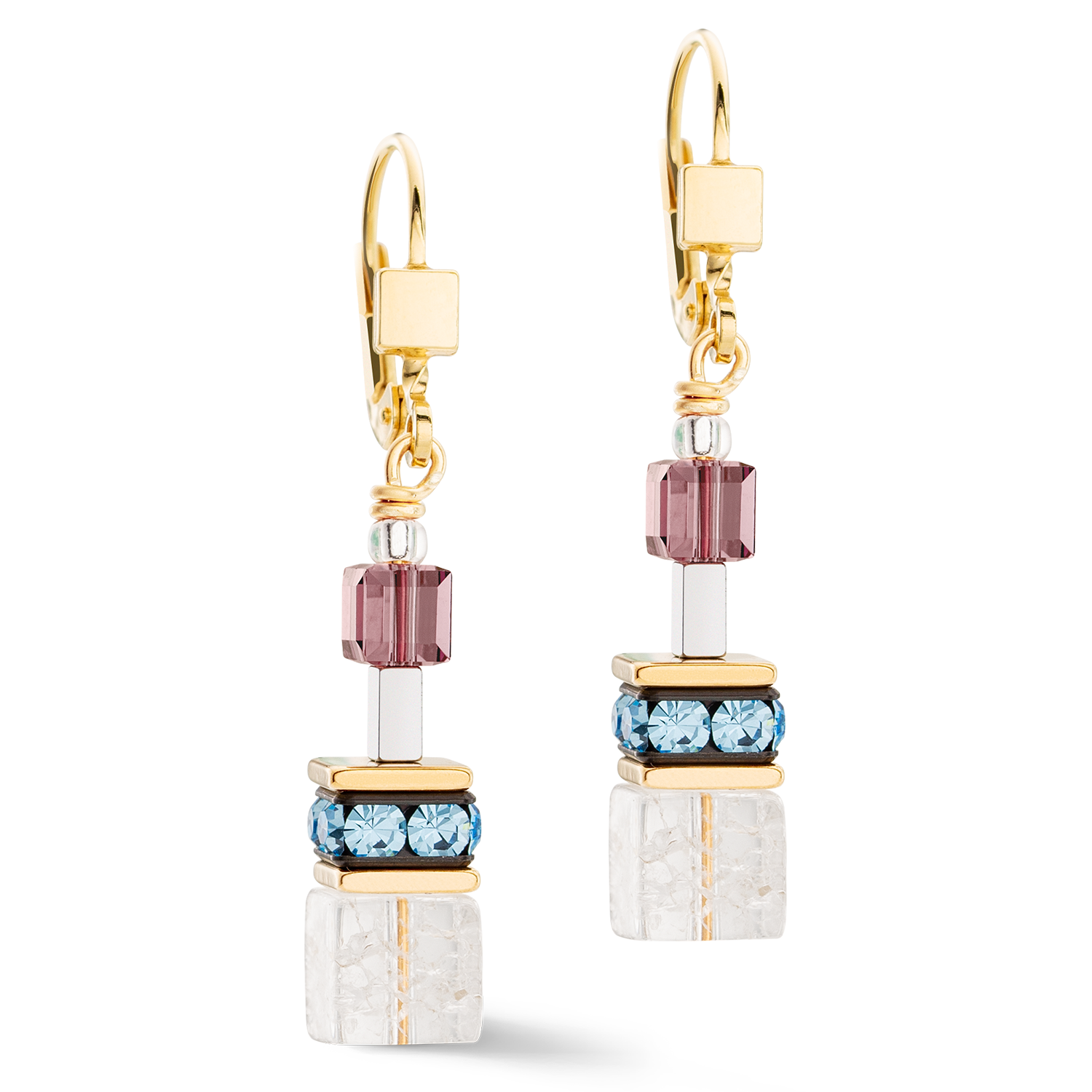 Boucles d'oreilles GeoCUBE® Iconic Precious Chain or-multicolore