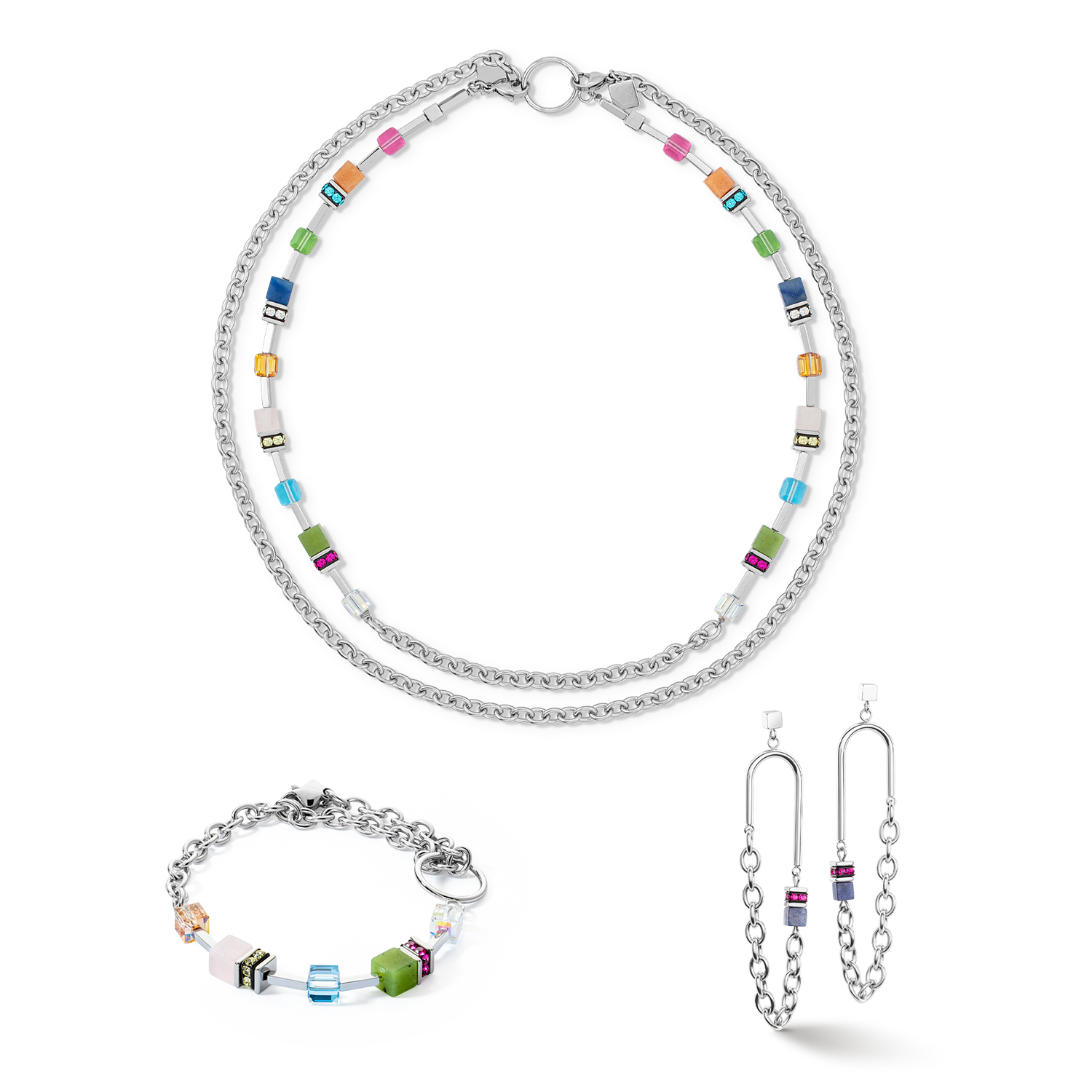 Bracelet GeoCUBE® Iconic Boho argent-multicolore