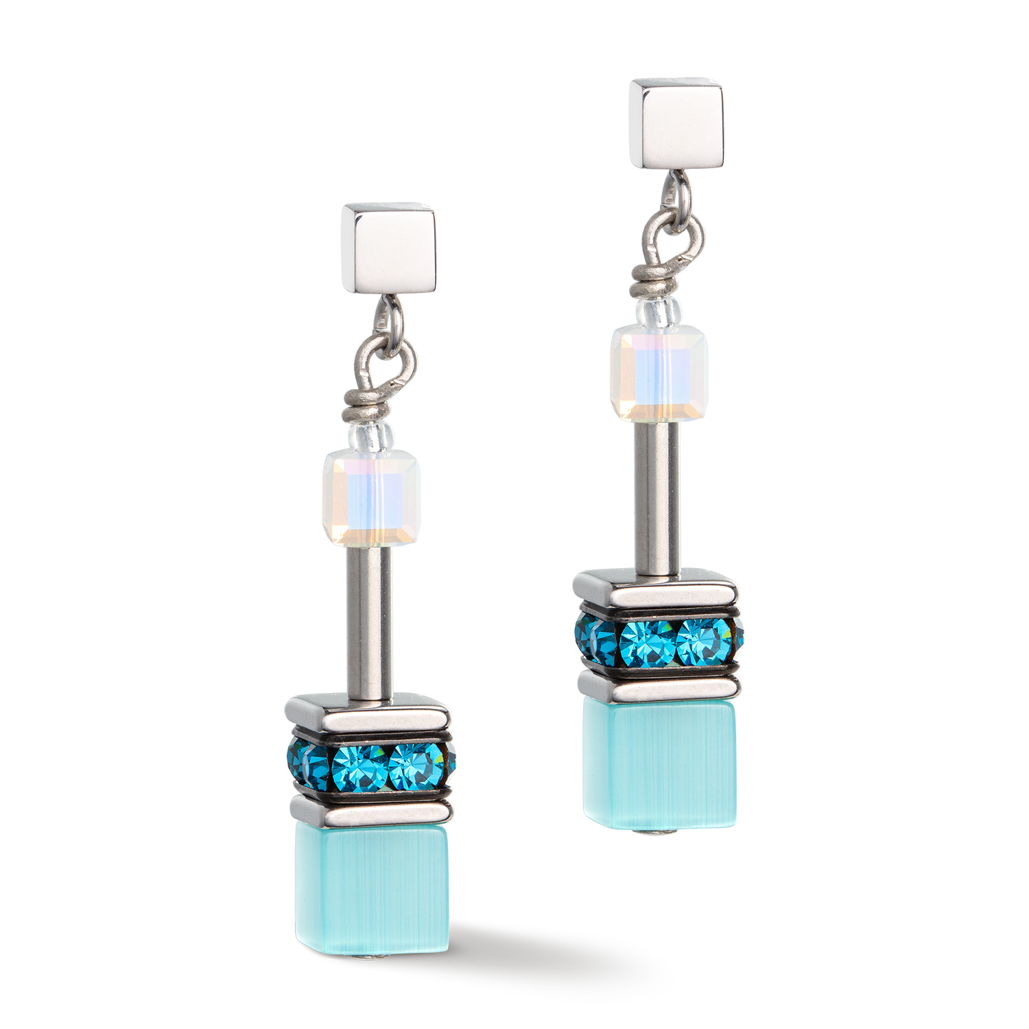 GeoCUBE® Iconic Joyful Colours Clous d’oreilles turquoise