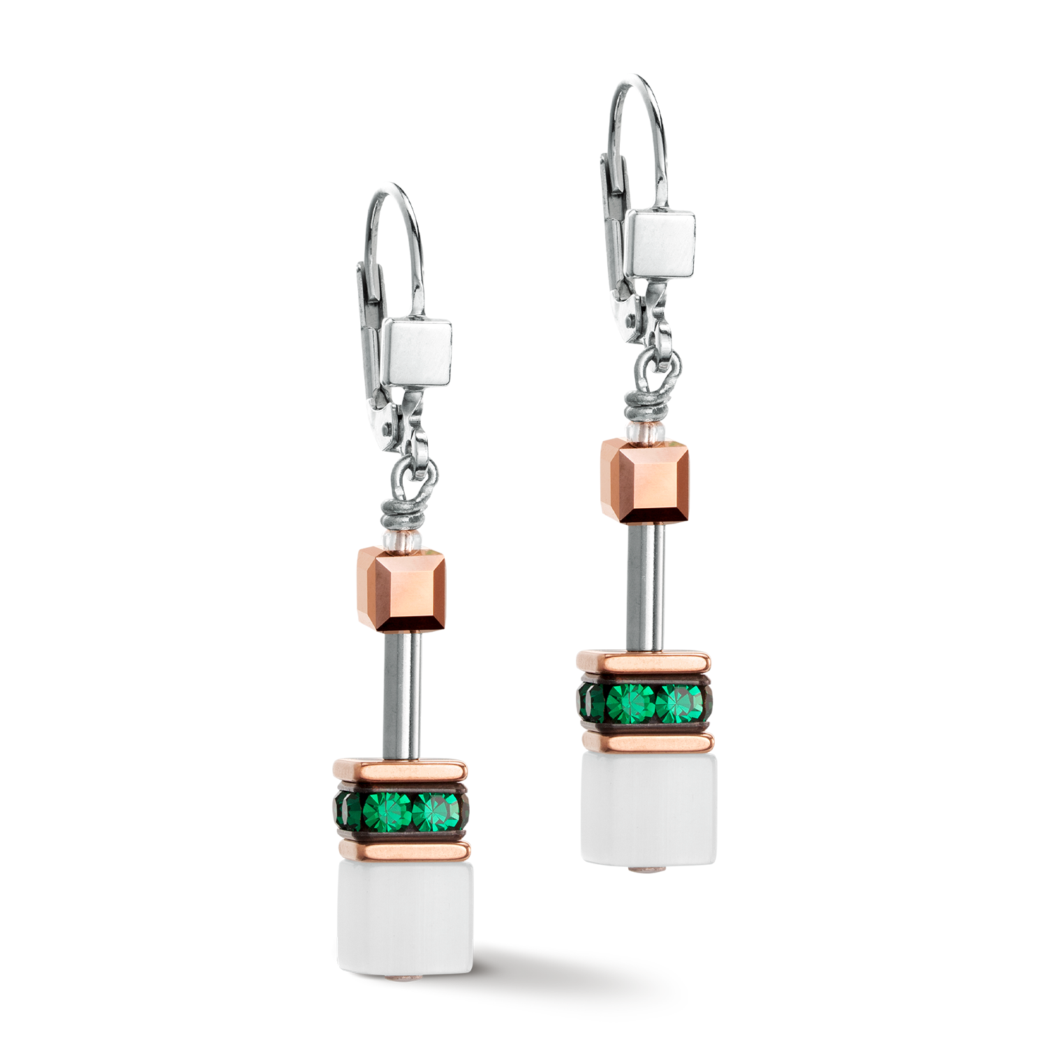 es d'oreille GeoCUBE® Iconic or rose blanc & vert foncé