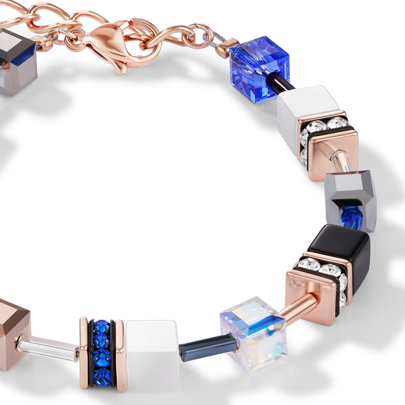 Bracelet GeoCUBE® or rose, blanc & bleu