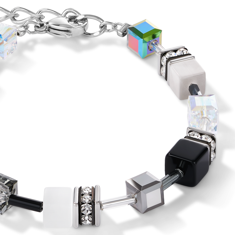 Bracelet GeoCUBE® noir-blanc-hématite