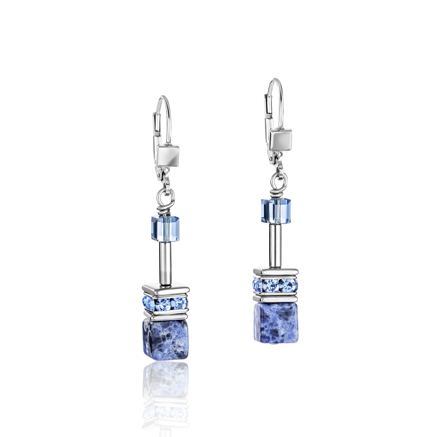 Boucles d'oreille GeoCUBE® sodalite & hématite bleu