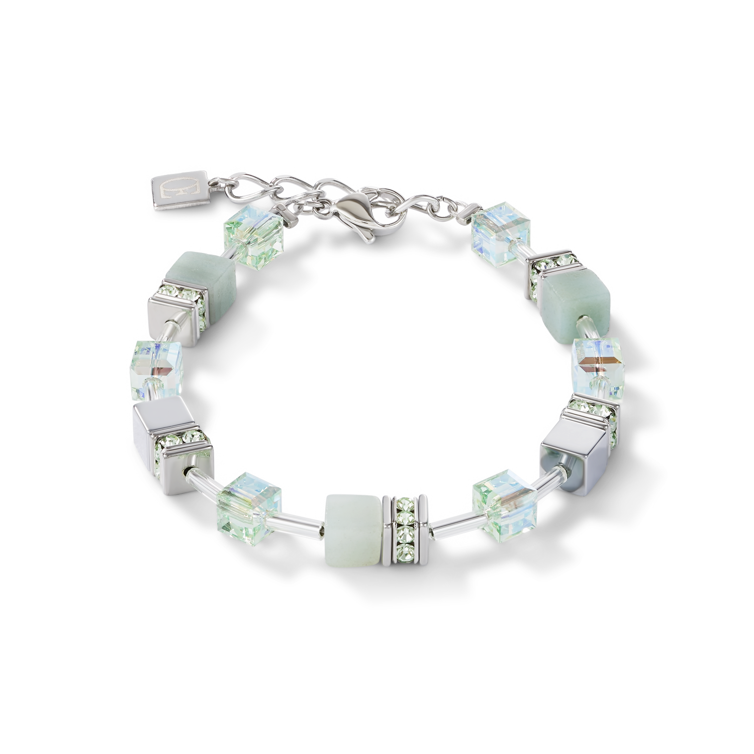 Bracelet GeoCUBE® amazonite & hématite vert clair