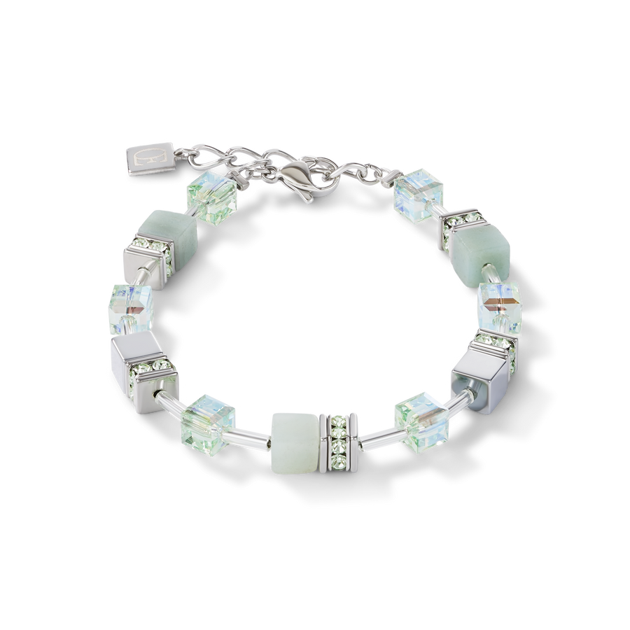 Bracelet GeoCUBE® amazonite & hématite vert clair
