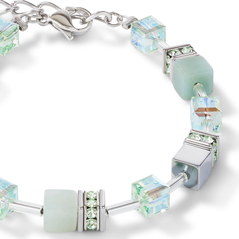 GeoCUBE® Bracelet amazonite & haematite light green