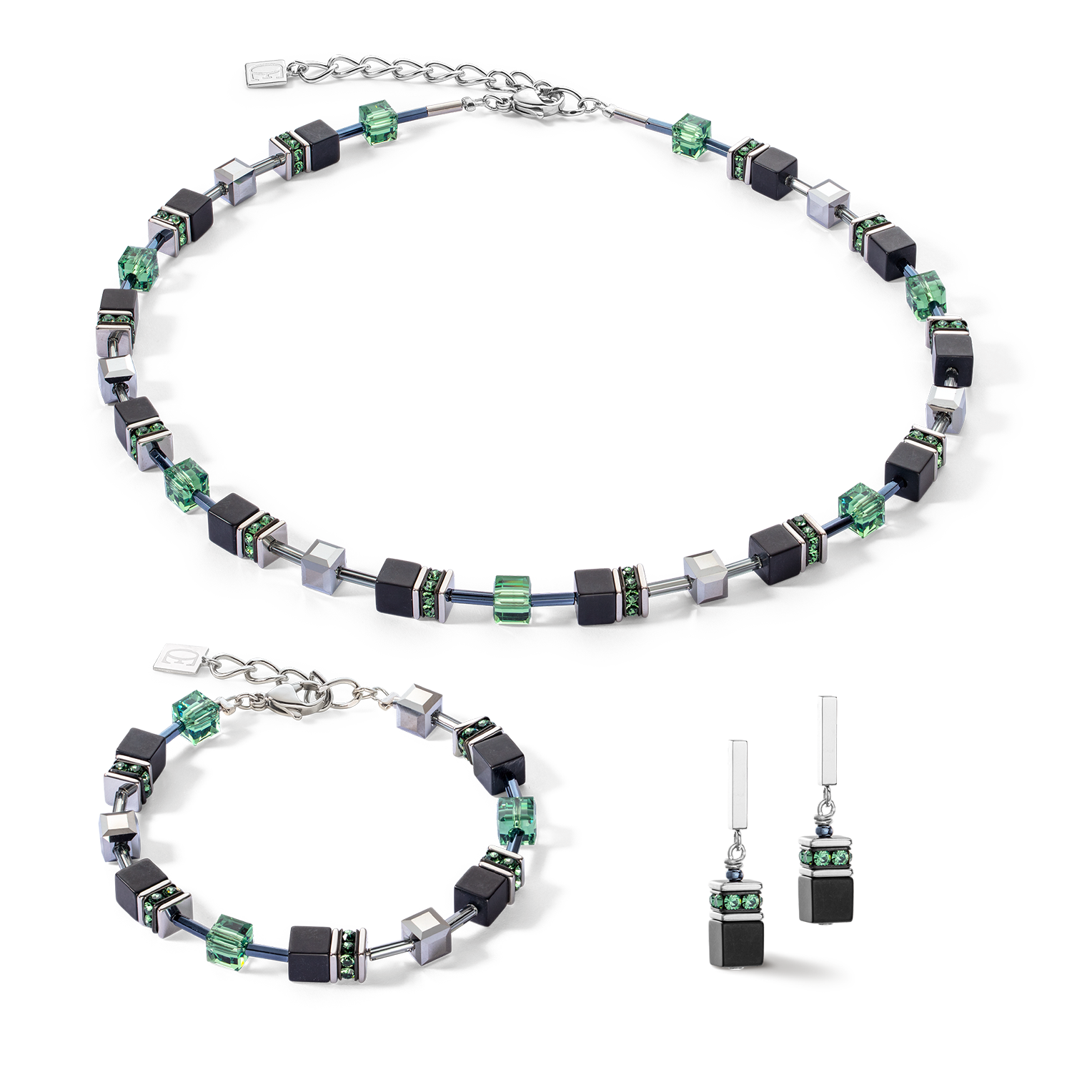 Bracelet GeoCUBE® Iconic Precious Onyx or vert-sauge argenté