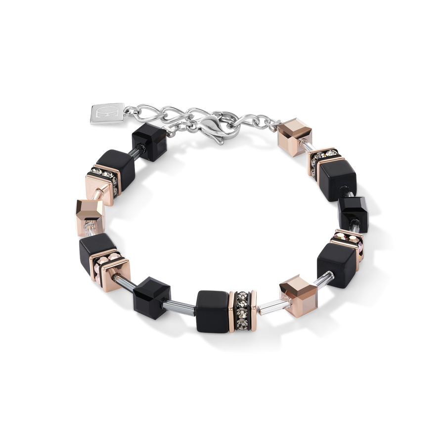 Bracelet GeoCUBE® onyx noir-or rose