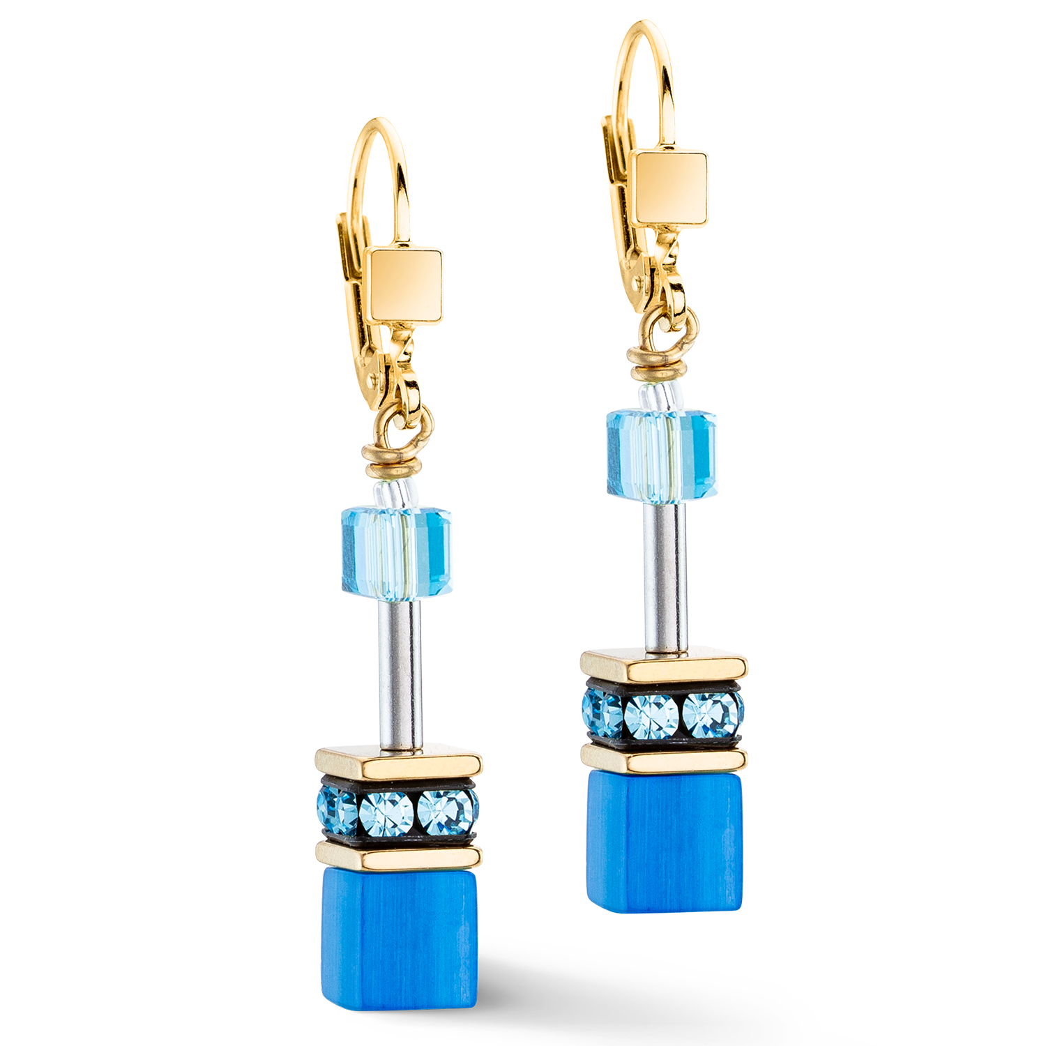 Boucles d'oreilles GeoCUBE® Iconic Mono Or turquoise