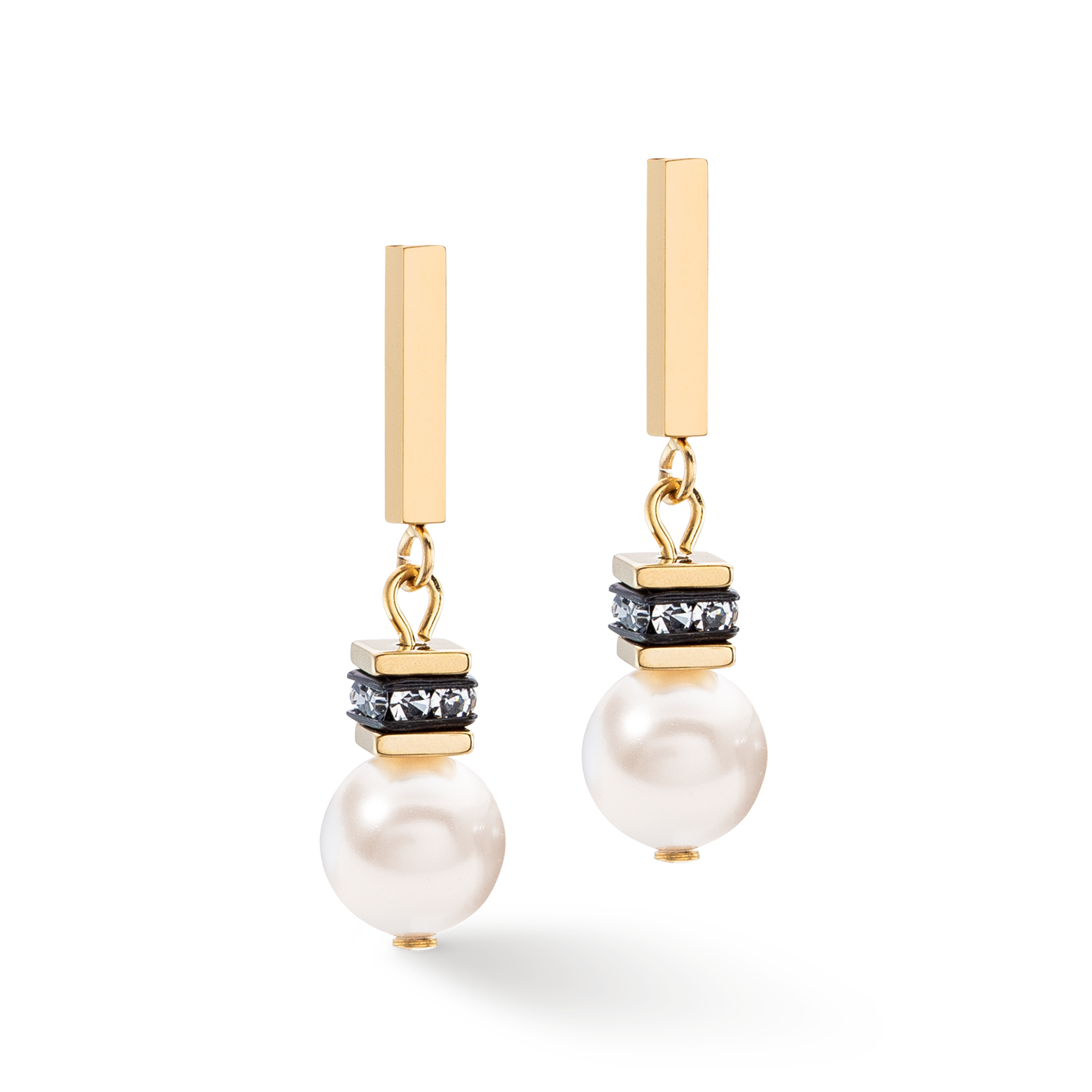 Boucles d'oreilles GeoCUBE® Iconic Pearl Mix or-blanc