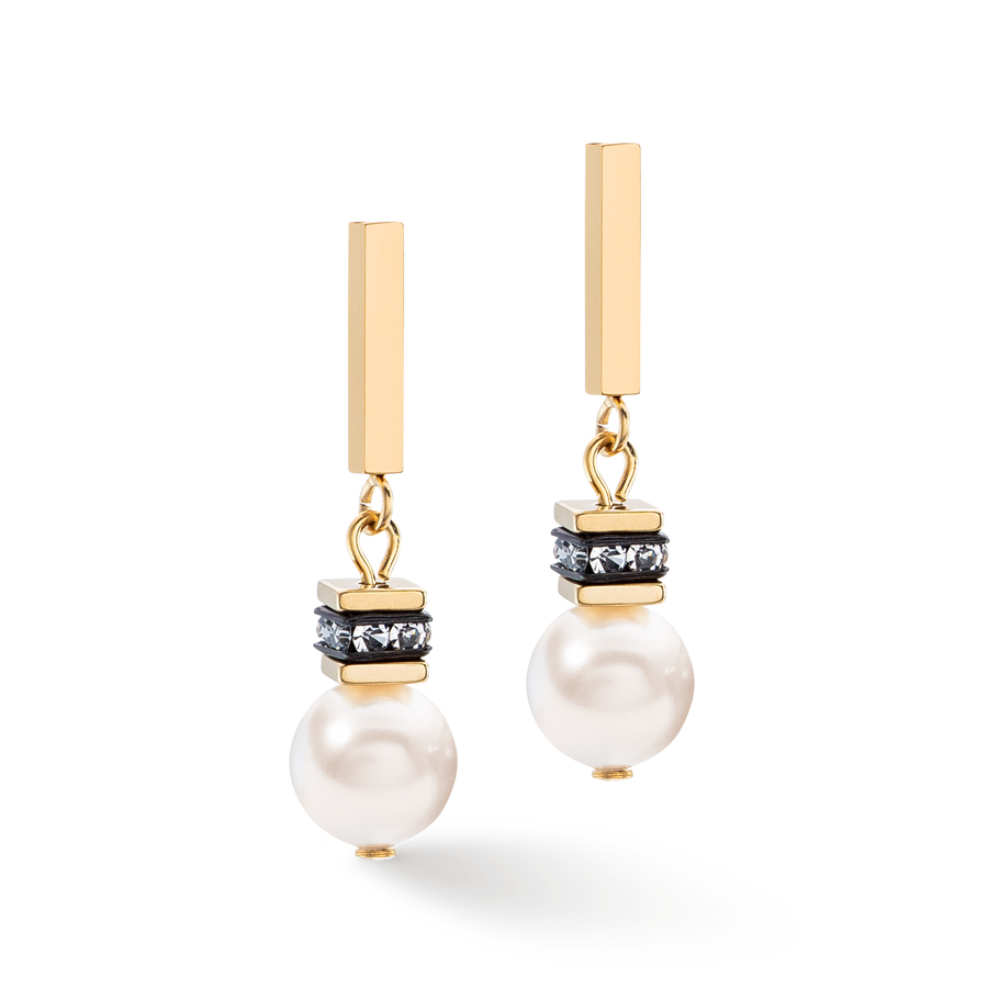 Boucles d'oreilles GeoCUBE® Iconic Pearl Mix or-blanc