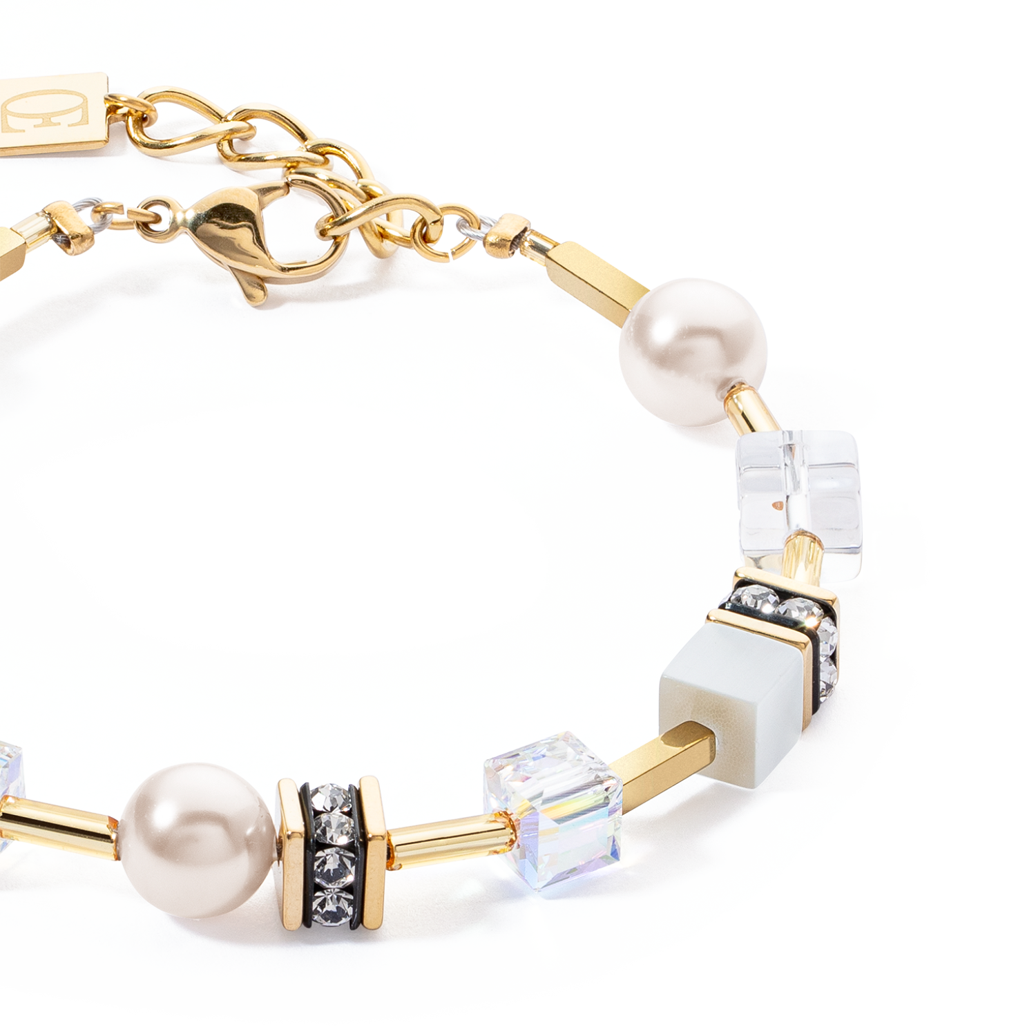 Bracelet GeoCUBE® Iconic Pearl Mix or-blanc