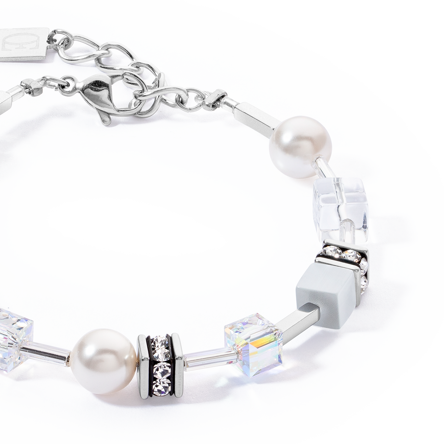 Bracelet GeoCUBE® Iconic Pearl Mix argent-blanc