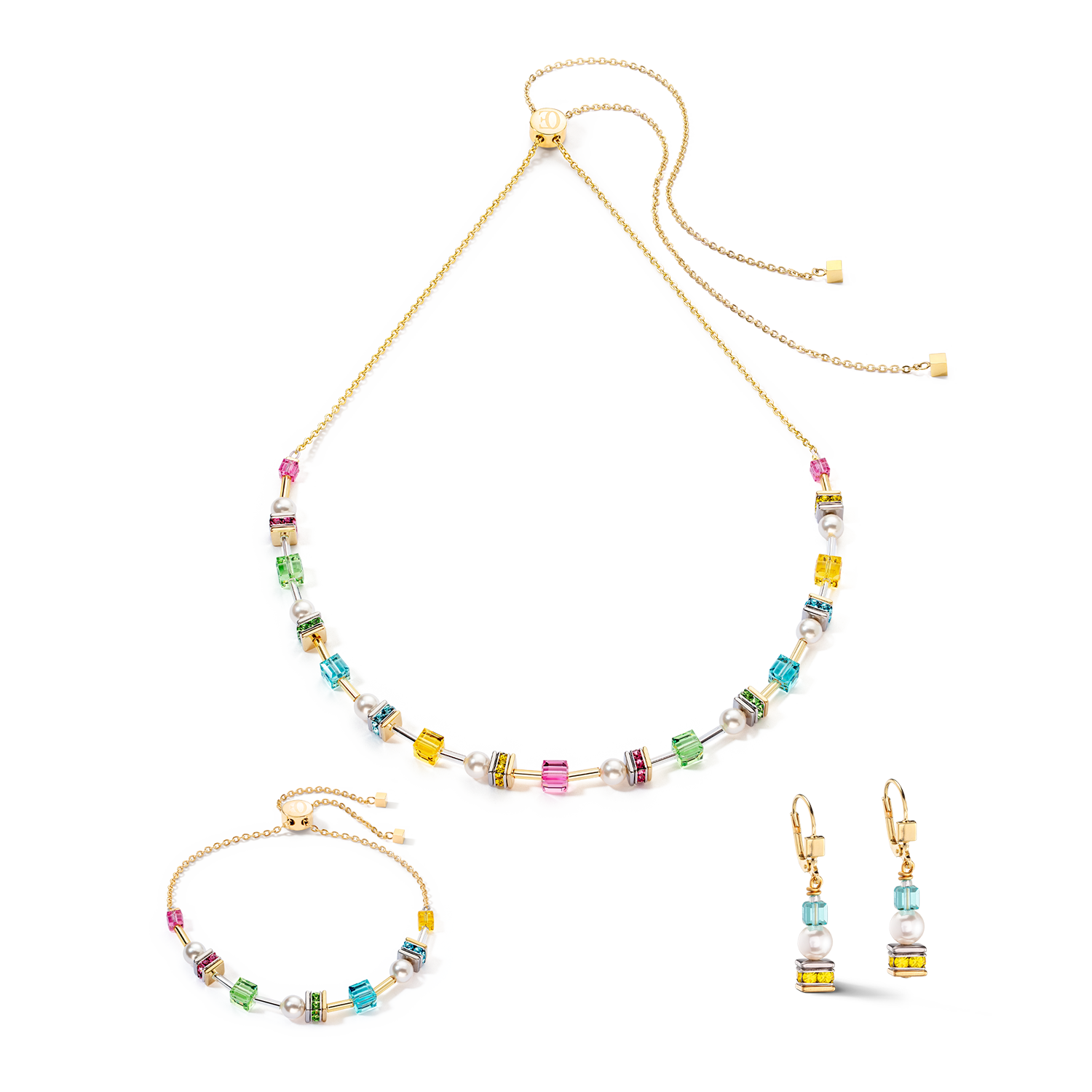 Collier Joyful Cubes & Pearls multicolor