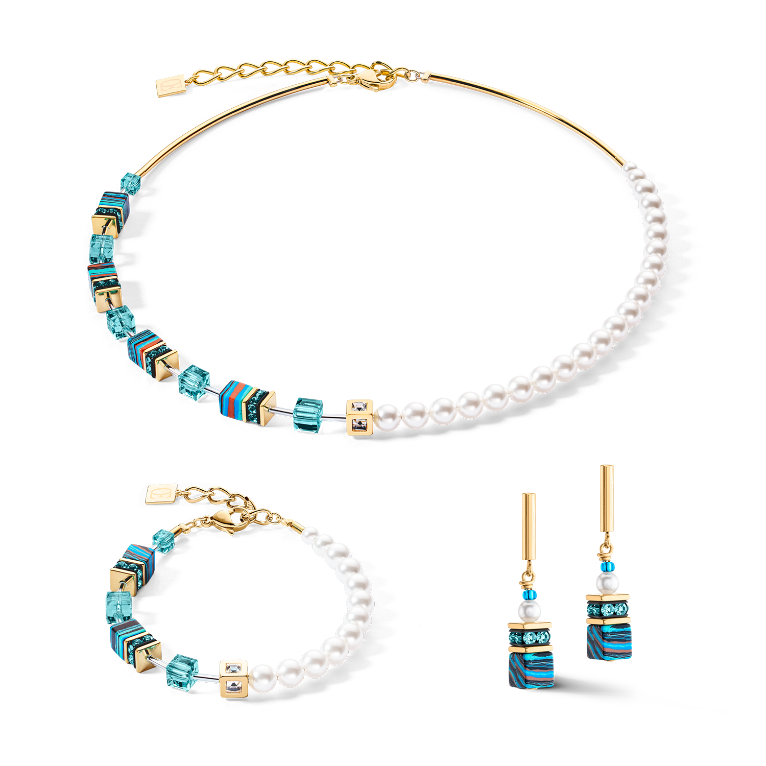 Collier GeoCUBE® Fusion Festive turquoise